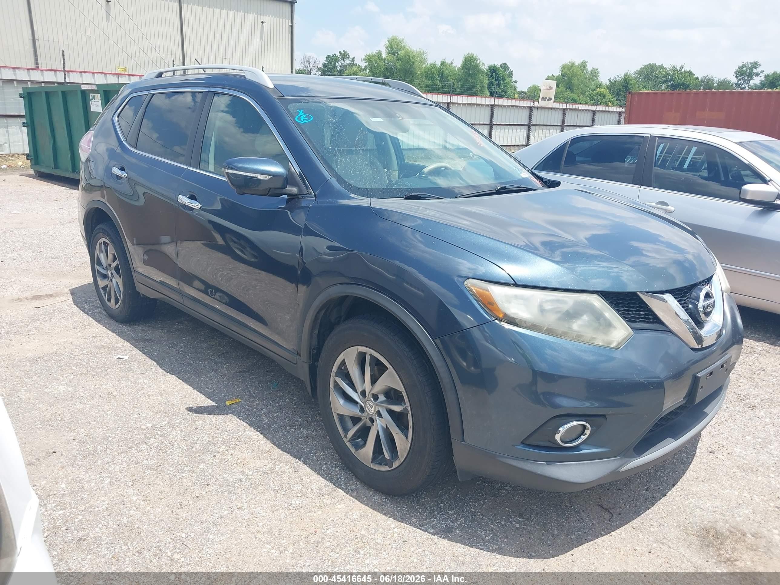 2014 Nissan Rogue Sl Blue vin: 5N1AT2MV2EC826671