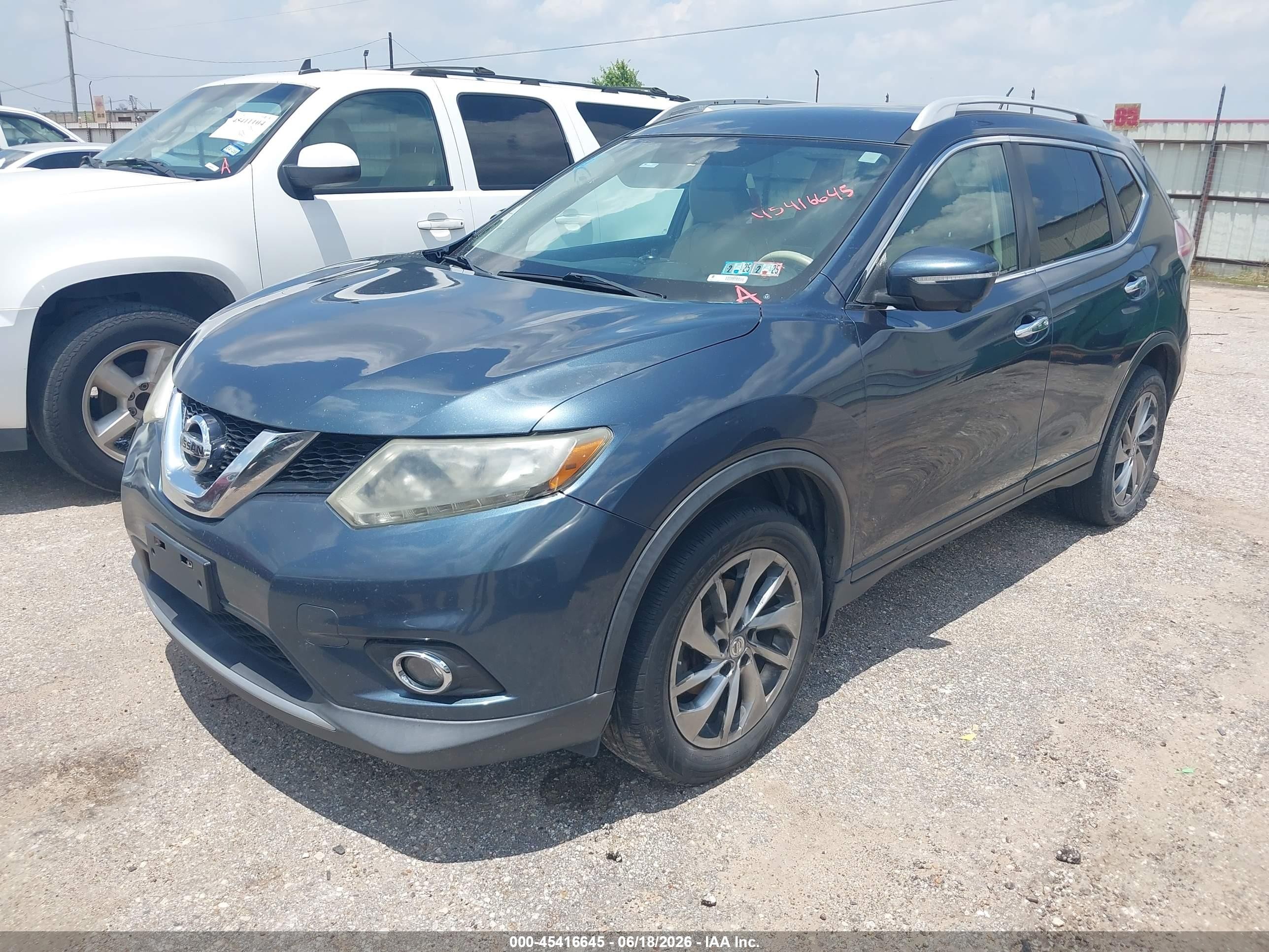 2014 Nissan Rogue Sl Blue vin: 5N1AT2MV2EC826671