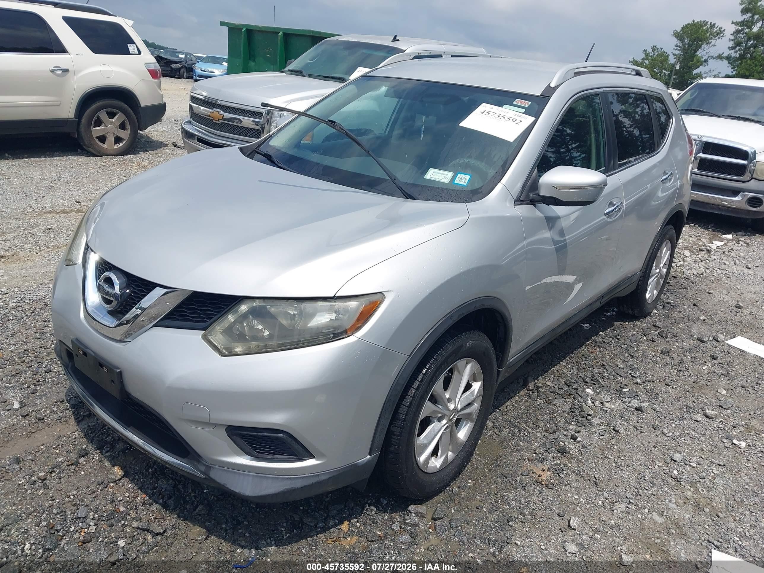 2015 Nissan Rogue Sv Silver vin: 5N1AT2MV2FC753075