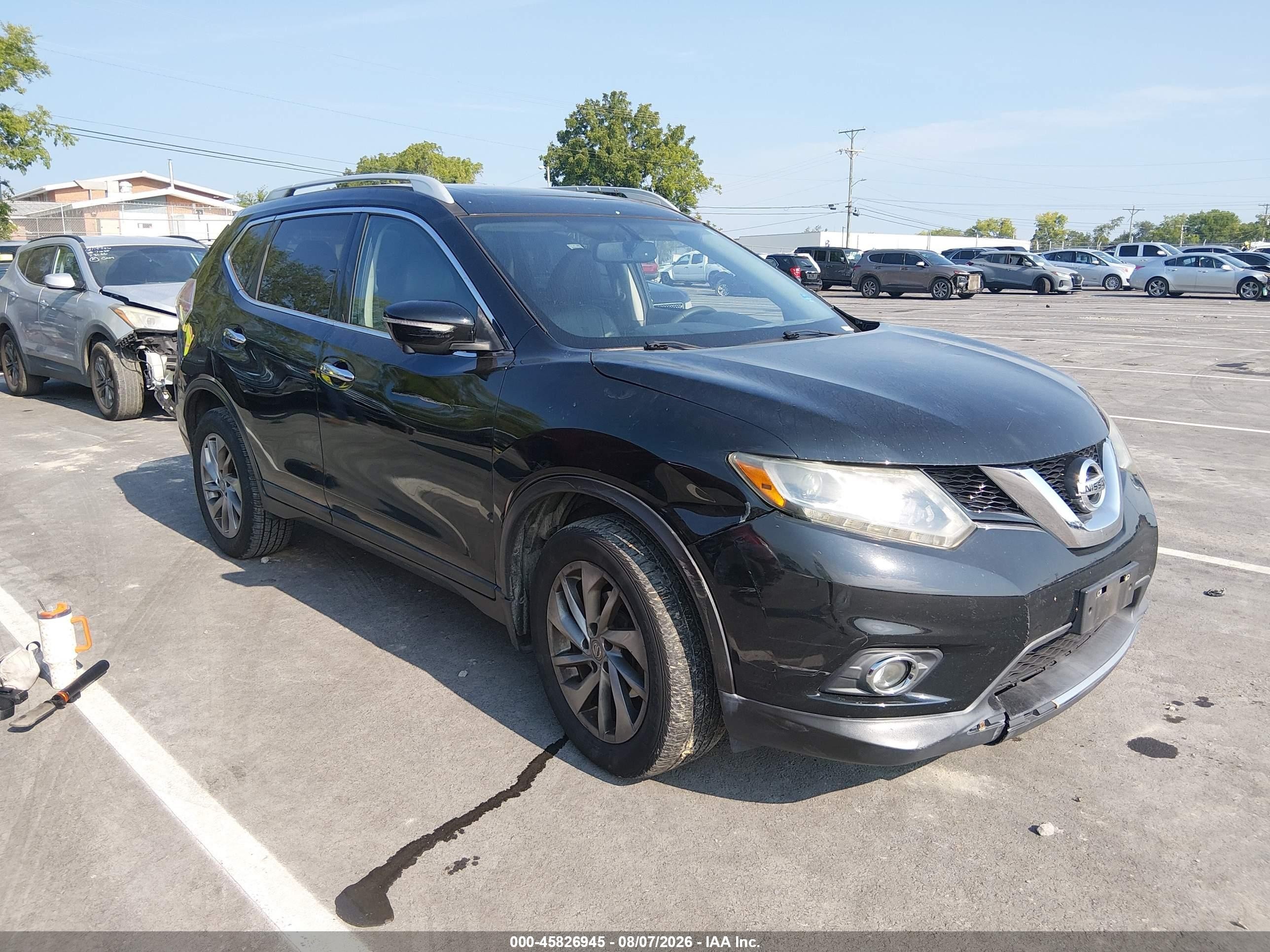 2015 Nissan Rogue Sl Black vin: 5N1AT2MV2FC767915