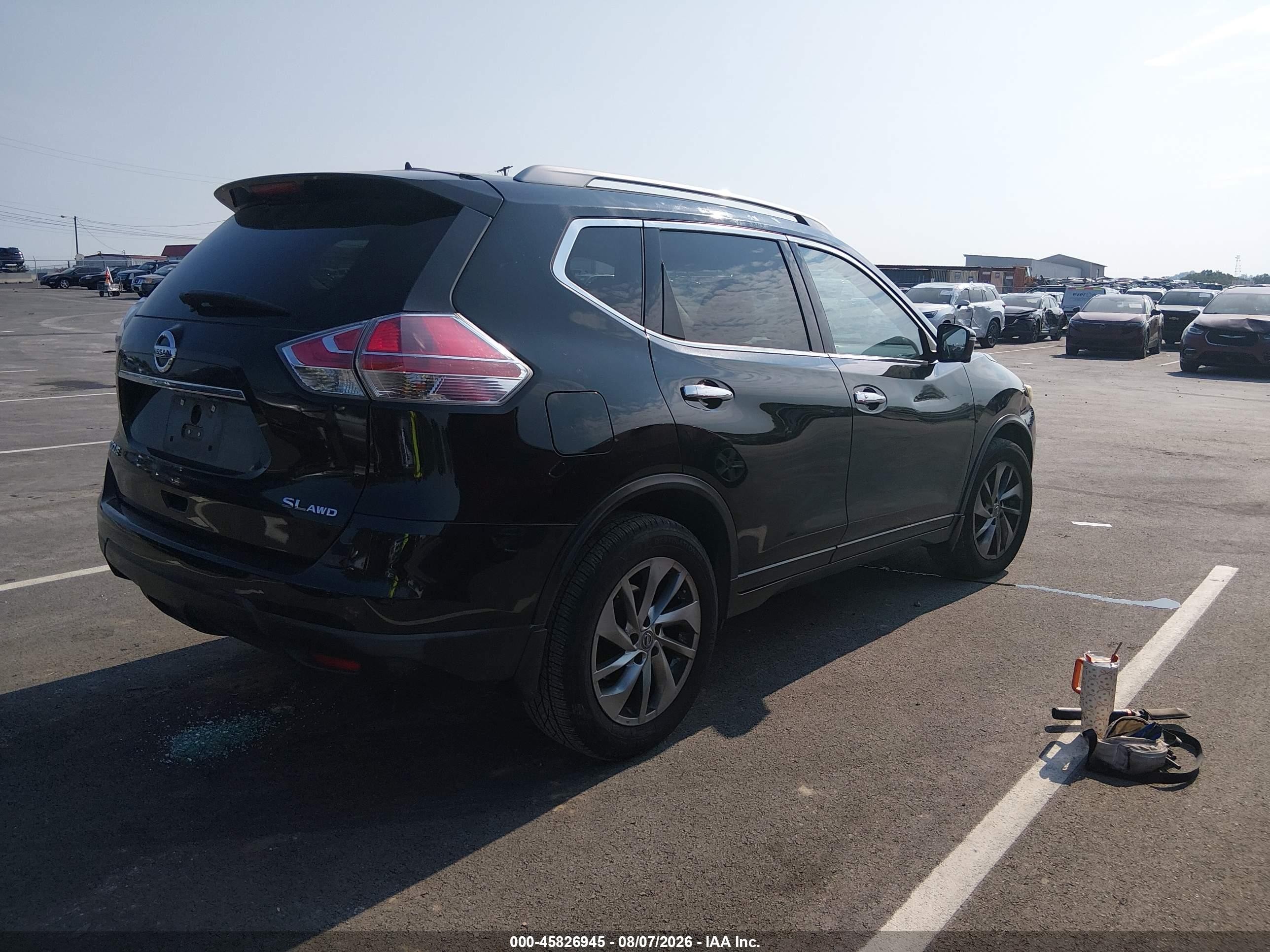 2015 Nissan Rogue Sl Black vin: 5N1AT2MV2FC767915