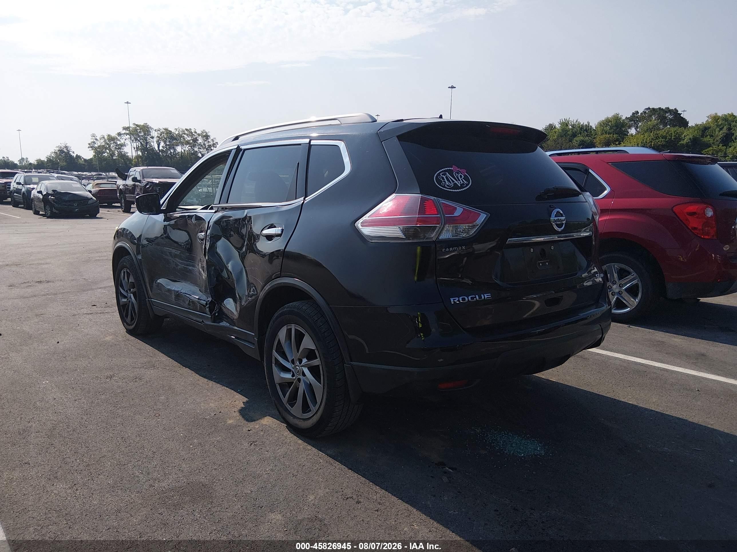 2015 Nissan Rogue Sl Black vin: 5N1AT2MV2FC767915