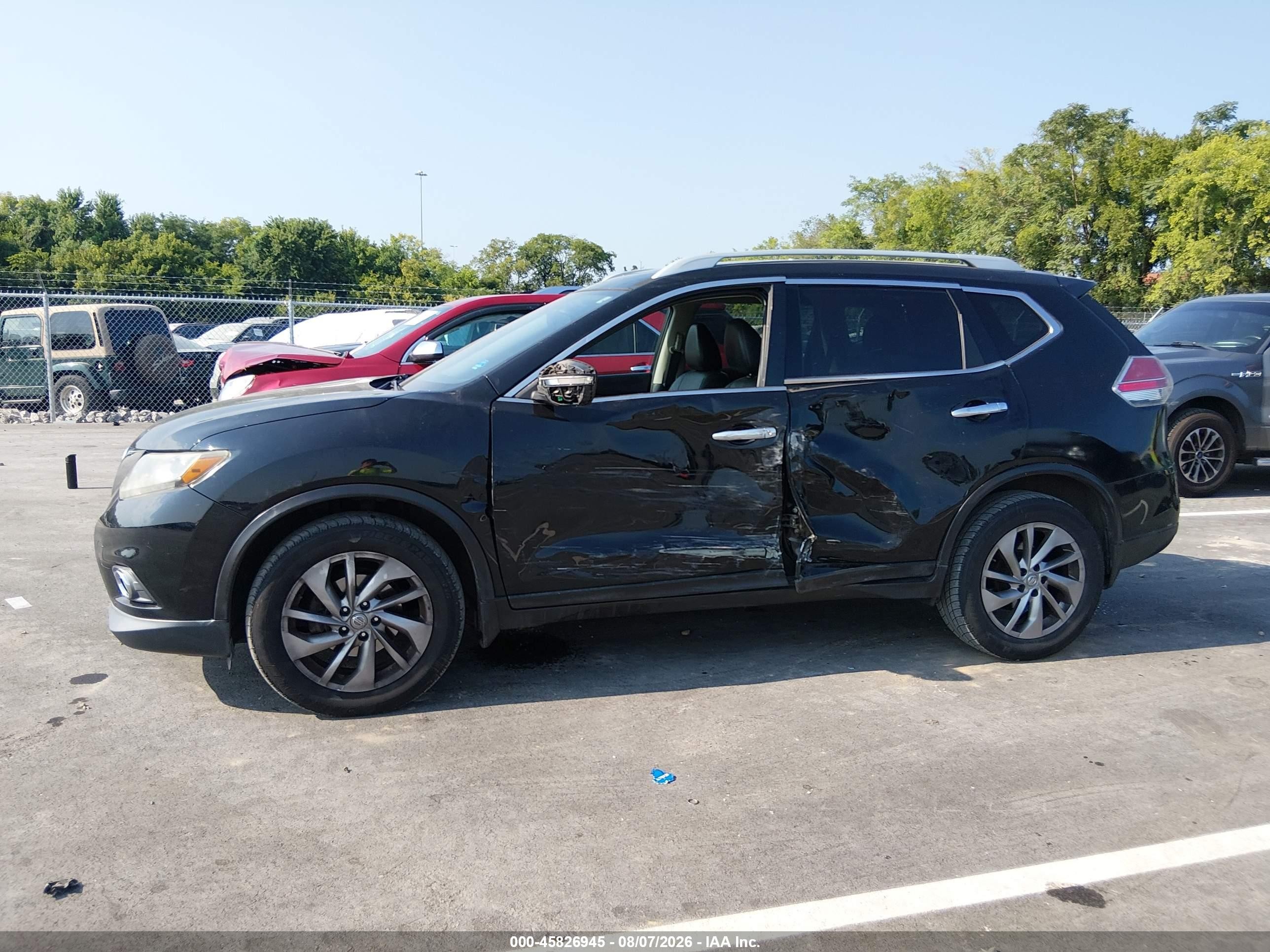2015 Nissan Rogue Sl Black vin: 5N1AT2MV2FC767915