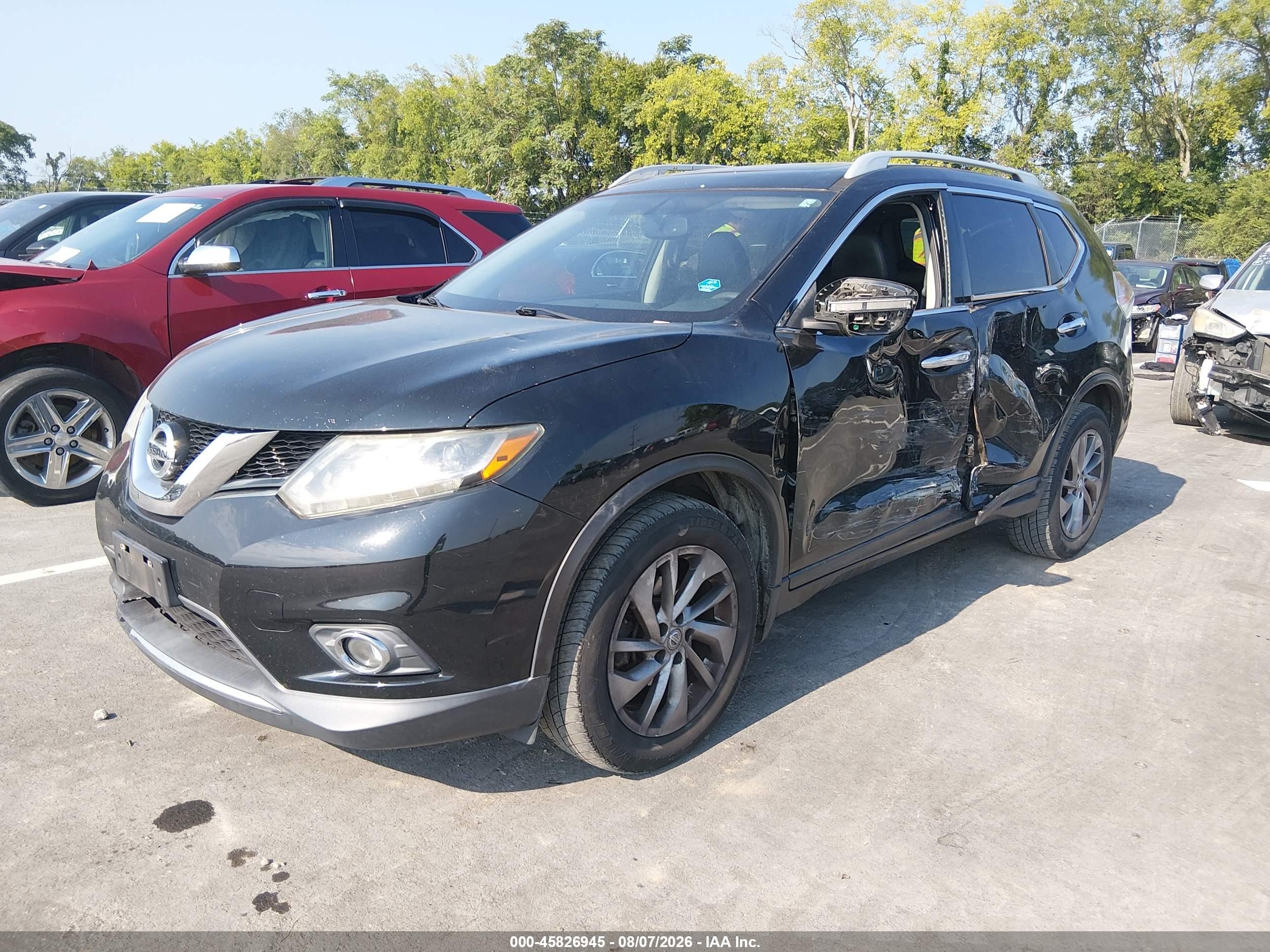 2015 Nissan Rogue Sl Black vin: 5N1AT2MV2FC767915