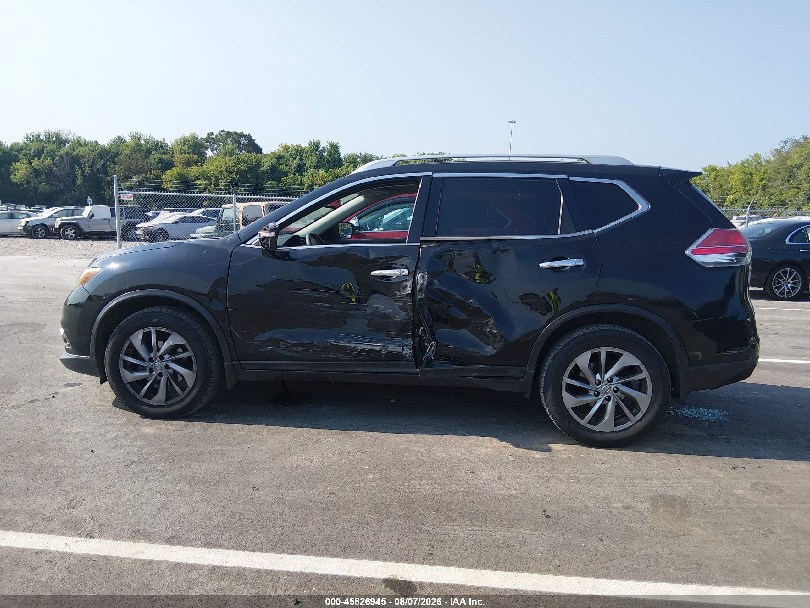 2015 Nissan Rogue Sl Black vin: 5N1AT2MV2FC767915
