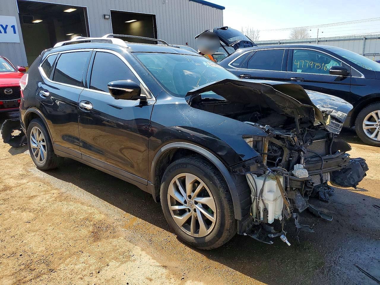 2015 Nissan Rogue Sl Black vin: 5N1AT2MV2FC786951