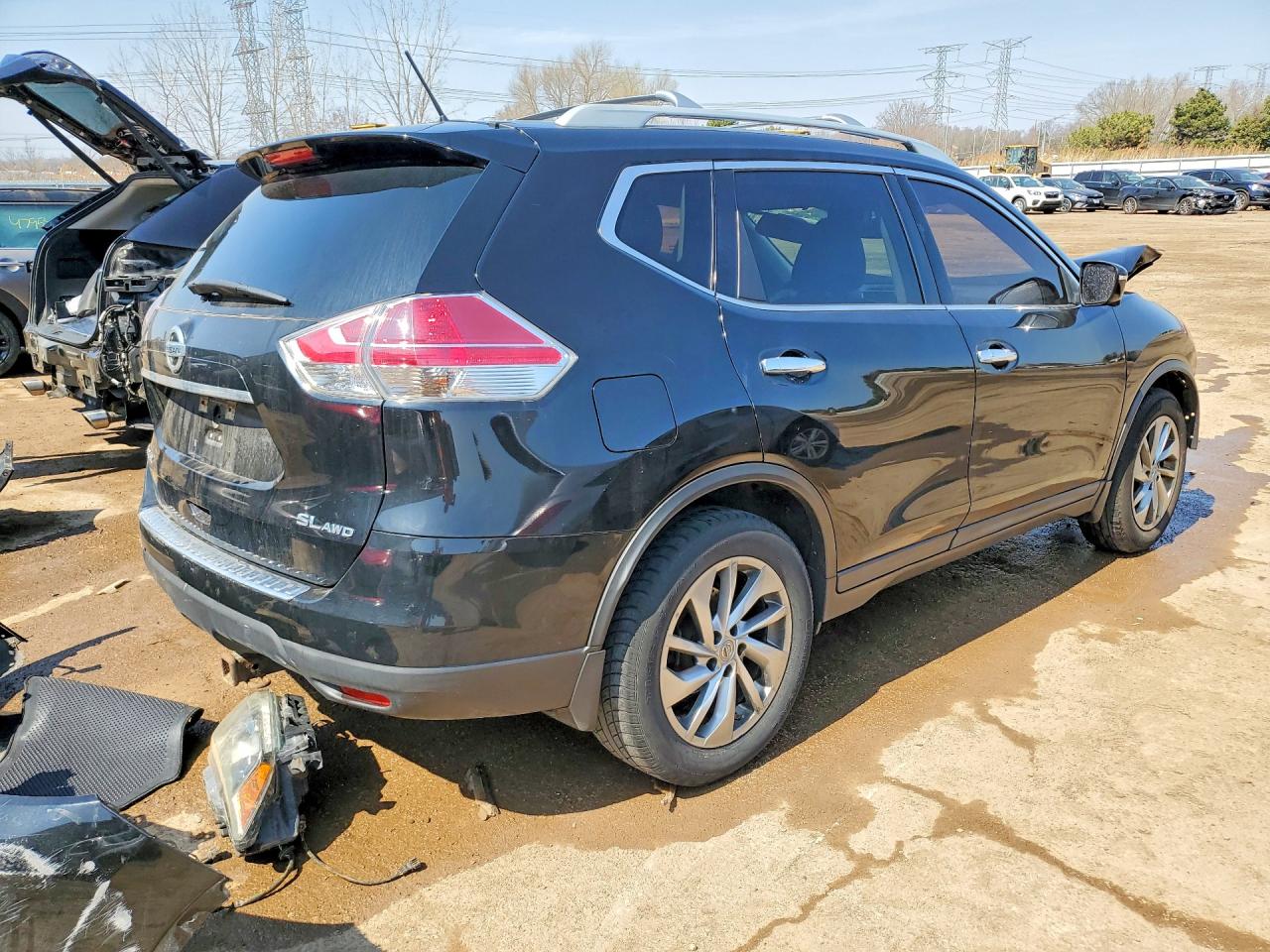 2015 Nissan Rogue Sl Black vin: 5N1AT2MV2FC786951