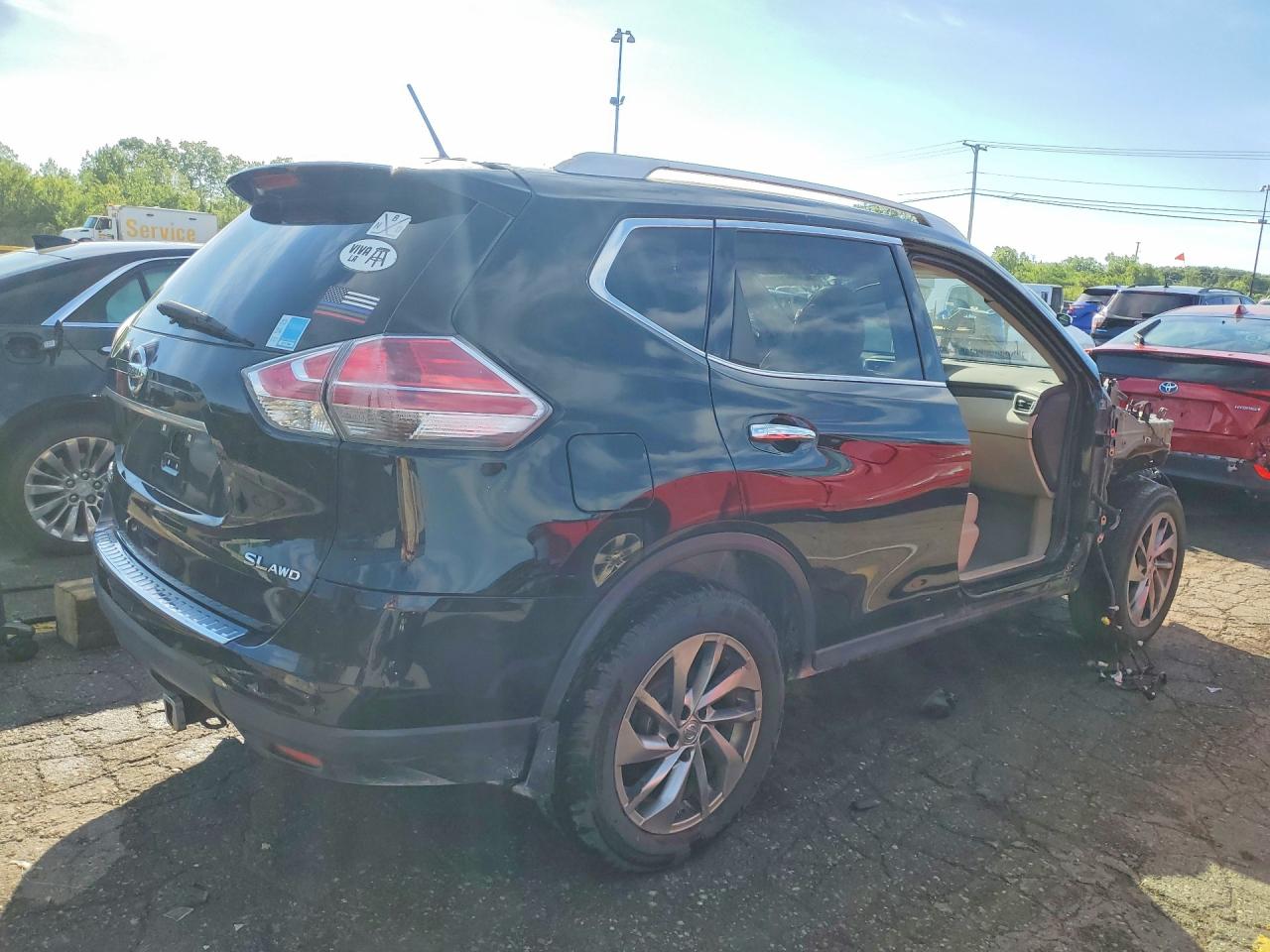 2015 Nissan Rogue Sl Black vin: 5N1AT2MV2FC795729
