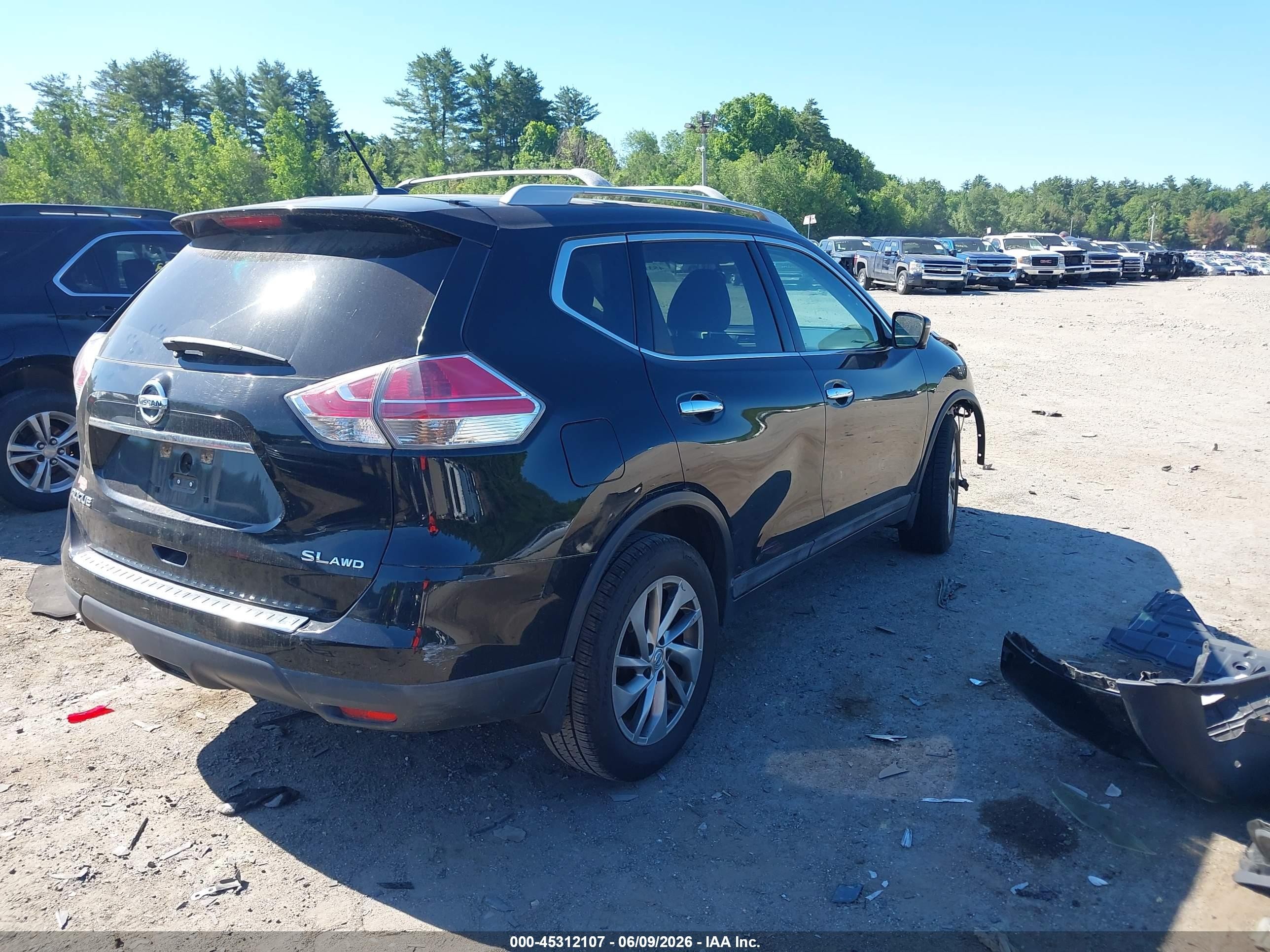 2015 Nissan Rogue Sl Black vin: 5N1AT2MV2FC801447