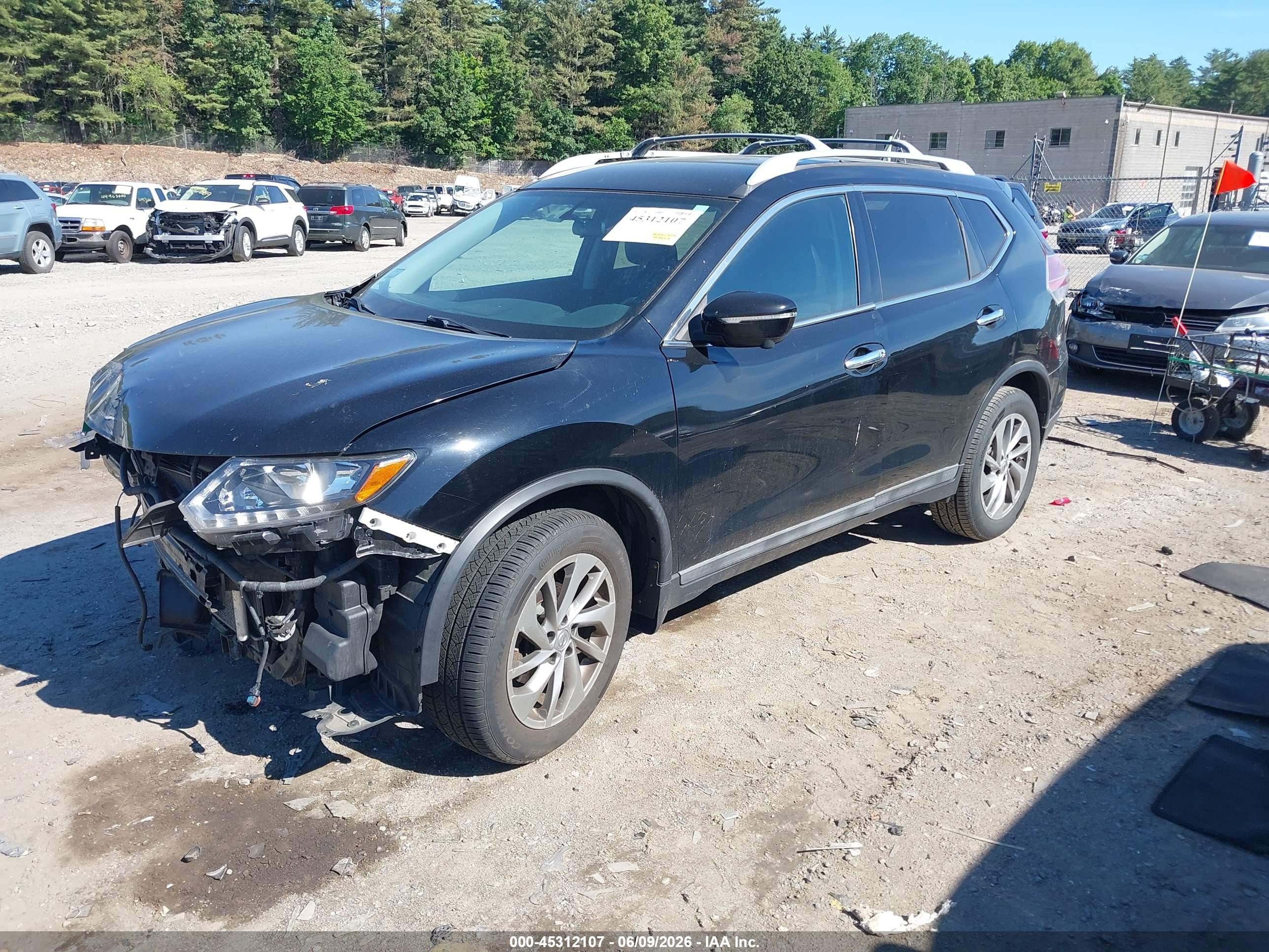 2015 Nissan Rogue Sl Black vin: 5N1AT2MV2FC801447