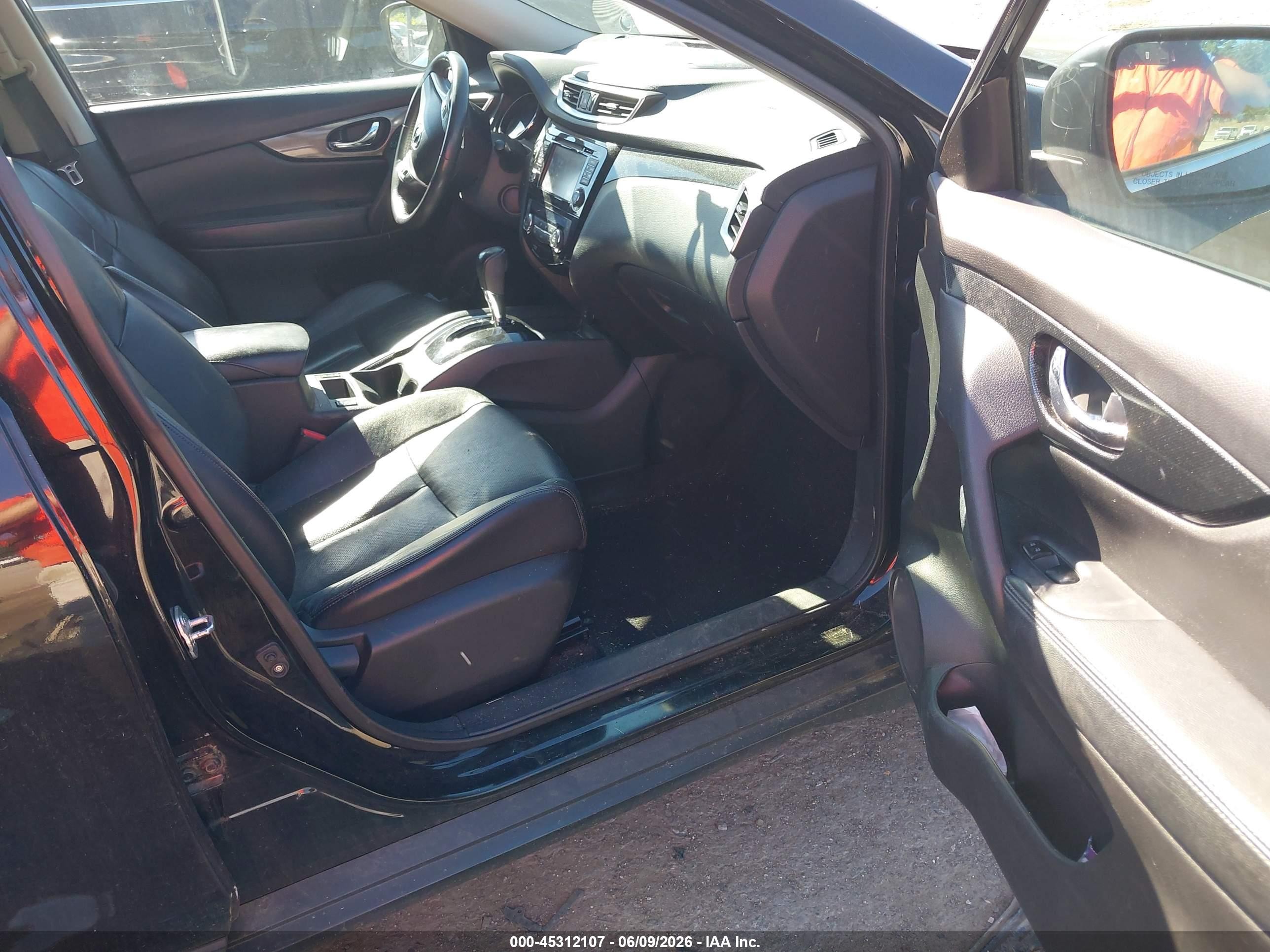 2015 Nissan Rogue Sl Black vin: 5N1AT2MV2FC801447