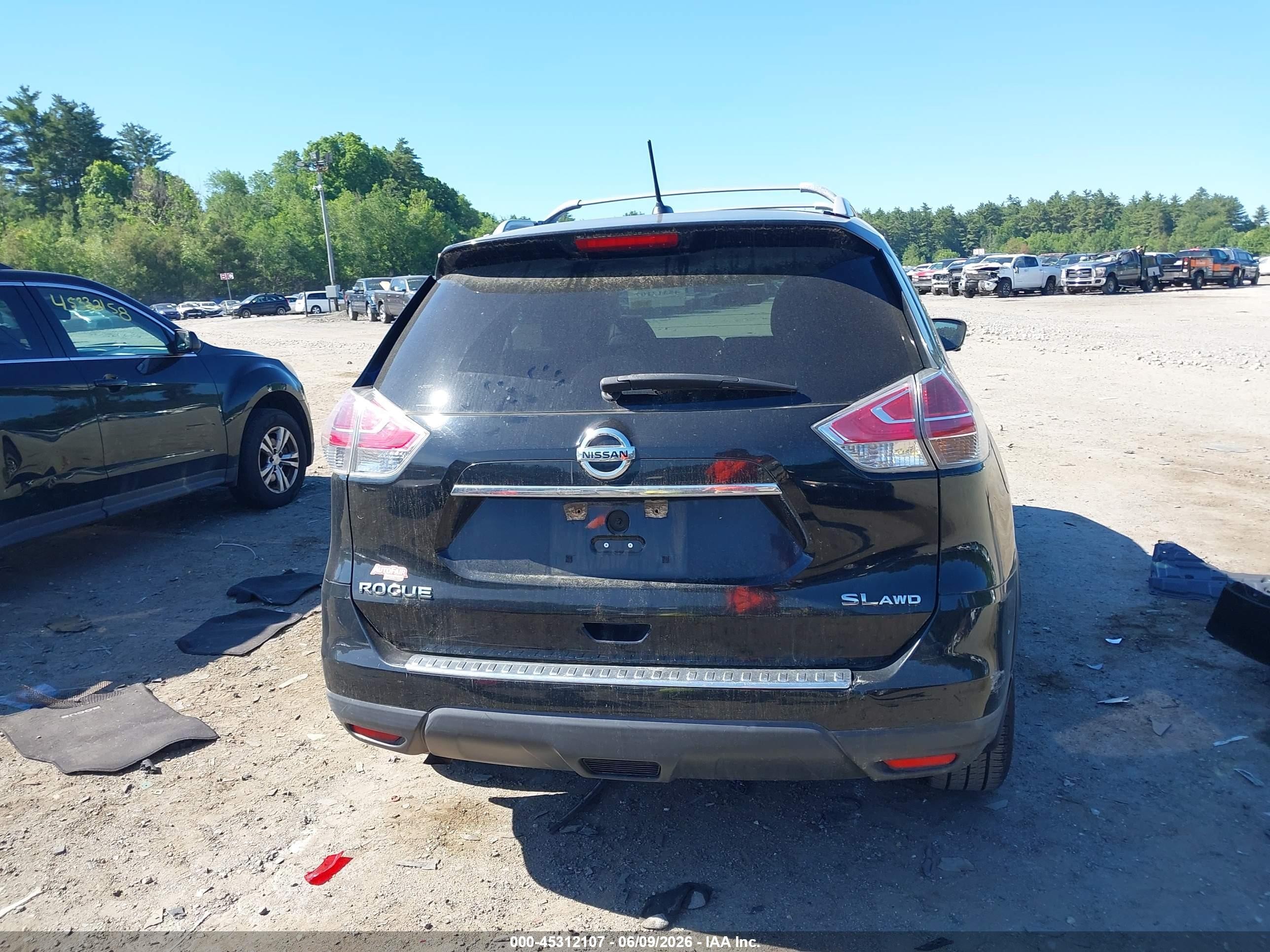 2015 Nissan Rogue Sl Black vin: 5N1AT2MV2FC801447