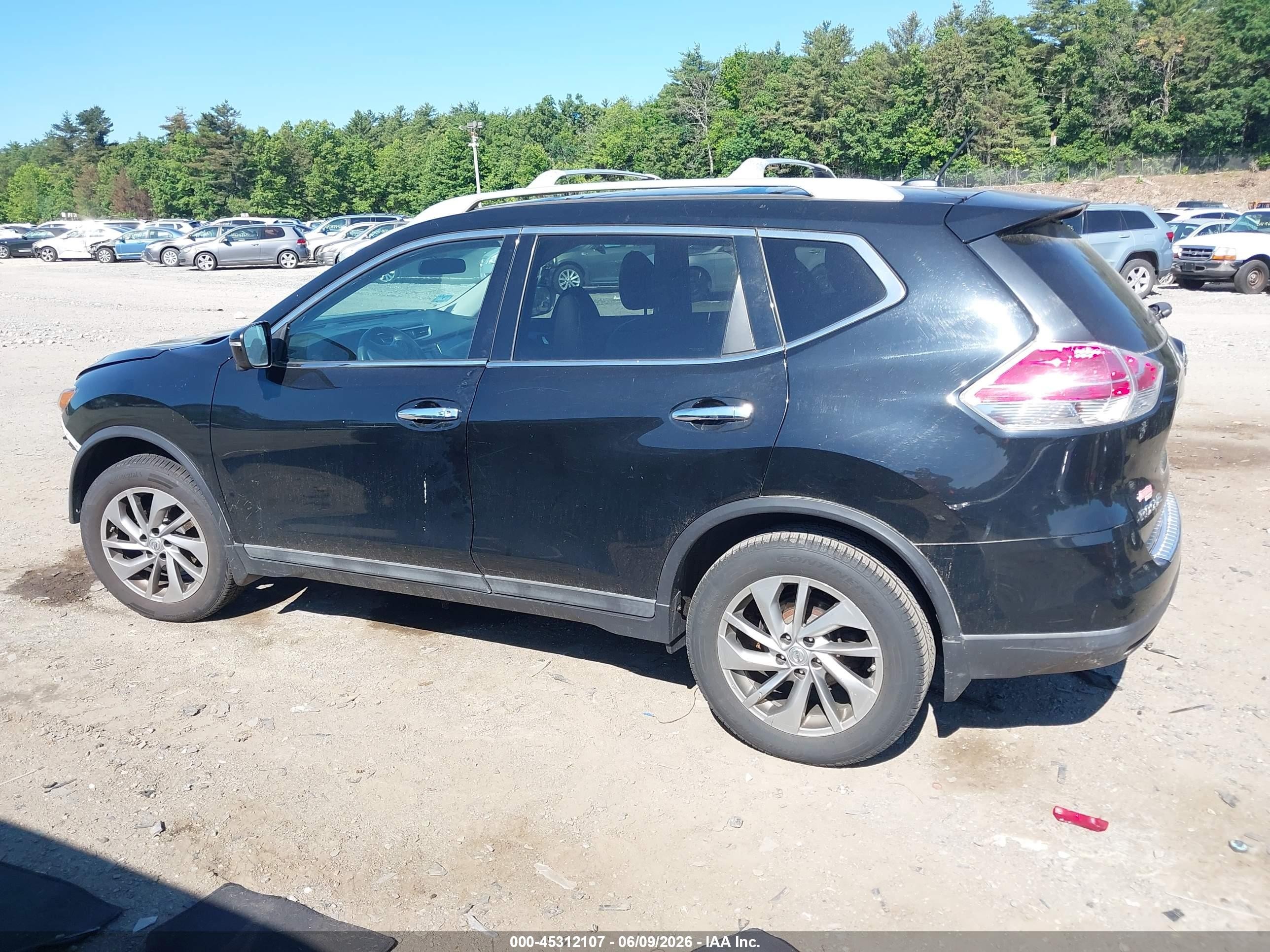 2015 Nissan Rogue Sl Black vin: 5N1AT2MV2FC801447