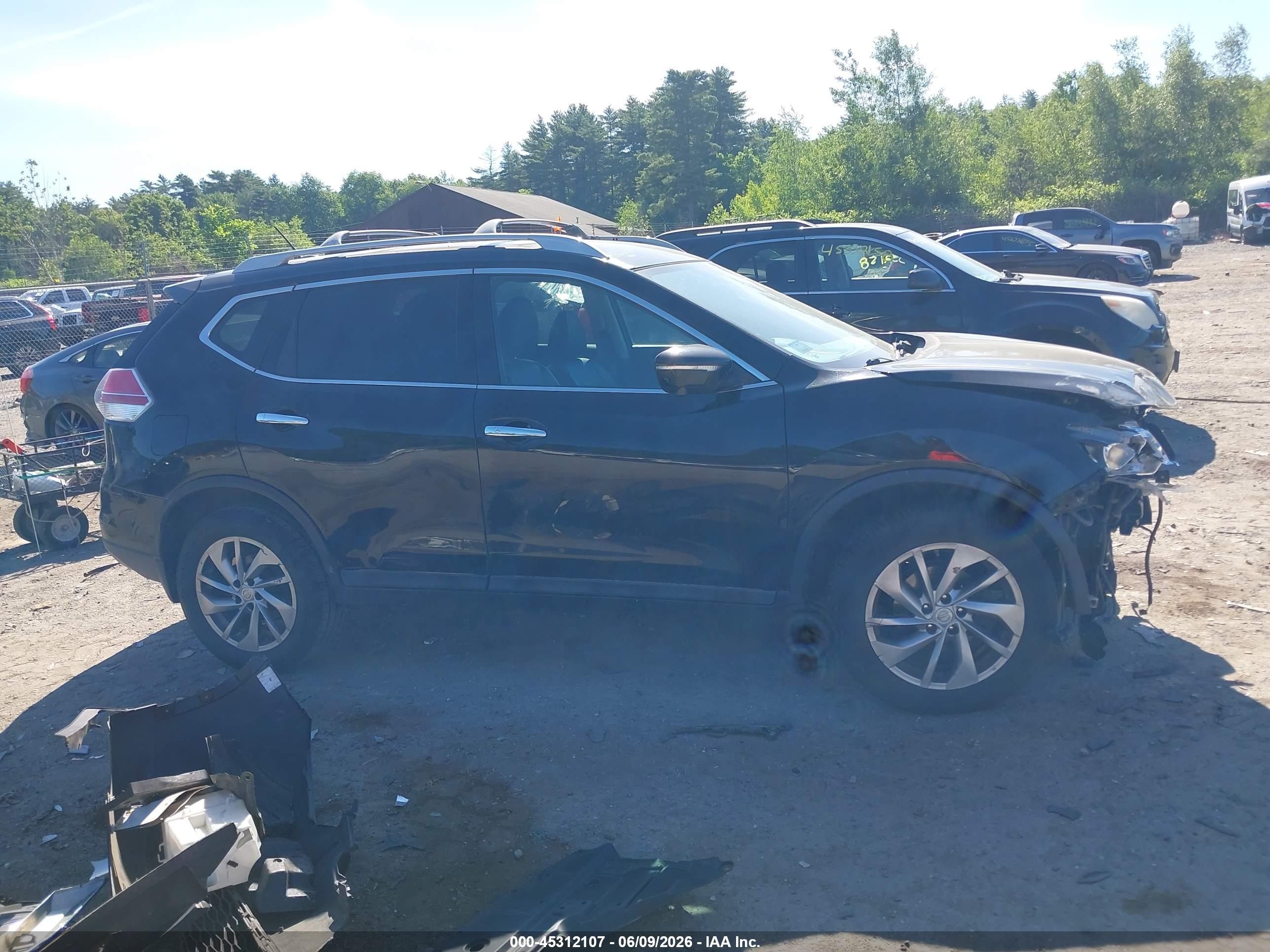 2015 Nissan Rogue Sl Black vin: 5N1AT2MV2FC801447
