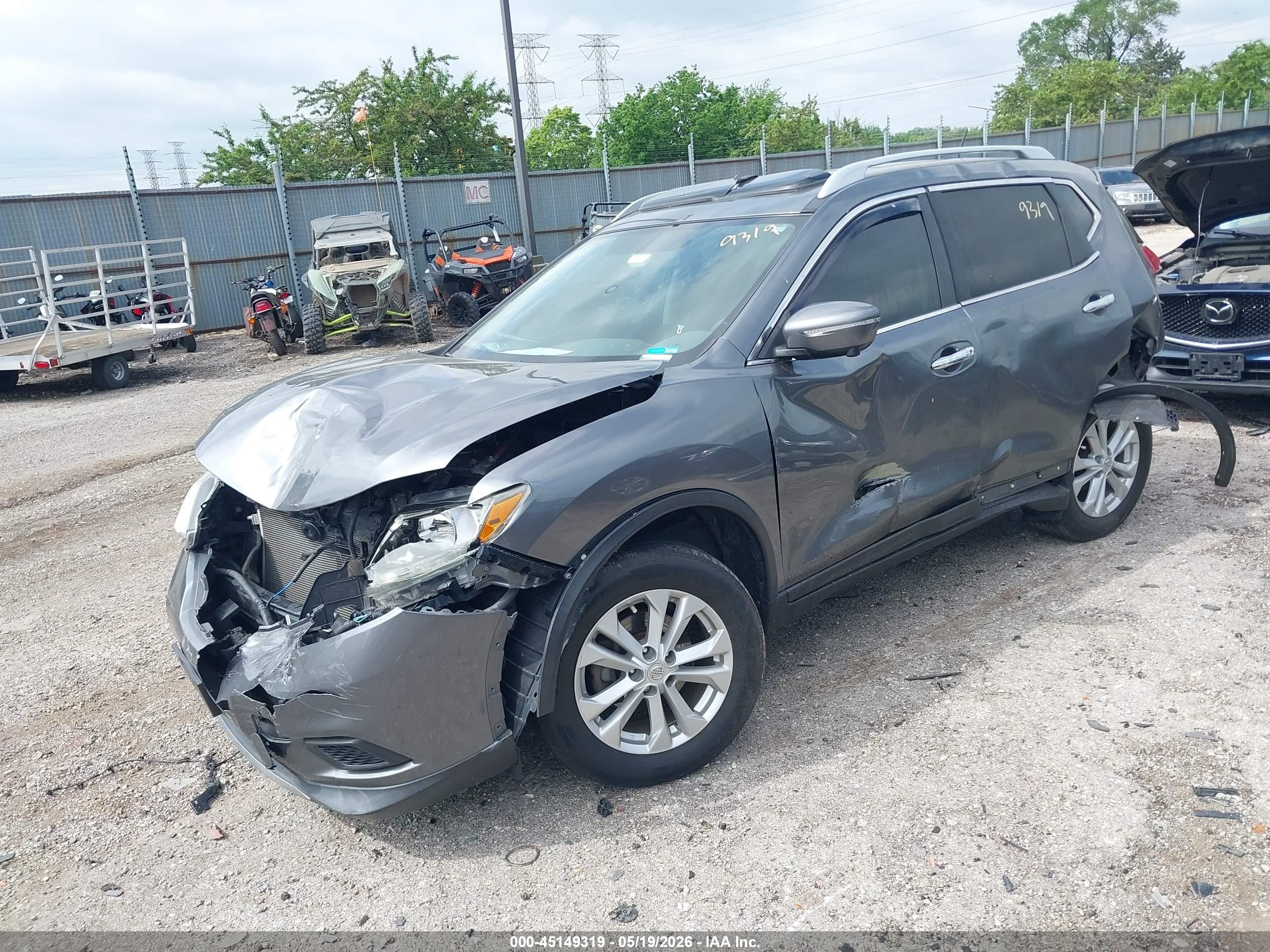 2015 Nissan Rogue Sv Gray vin: 5N1AT2MV2FC832505