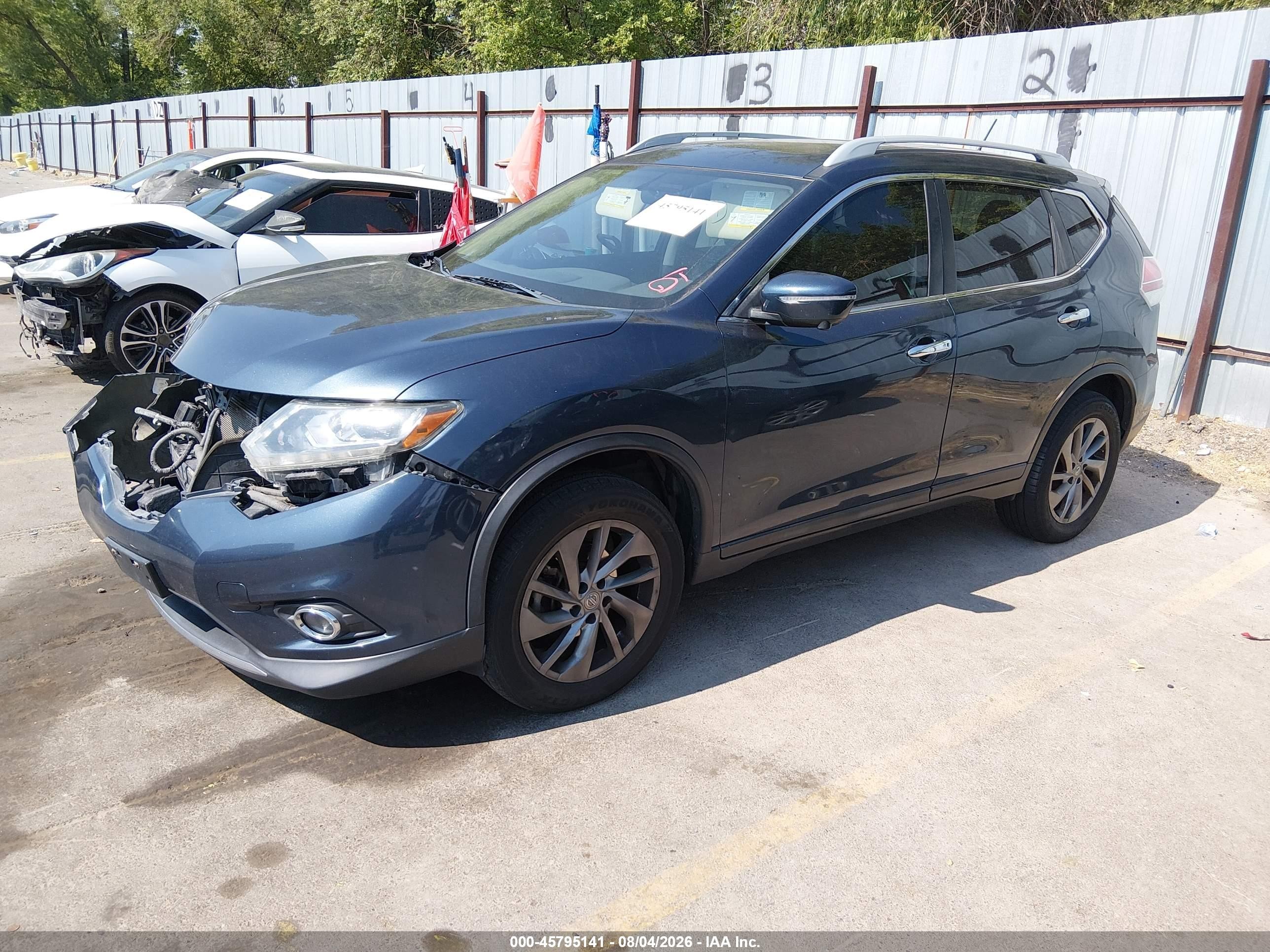2015 Nissan Rogue Sl Blue vin: 5N1AT2MV2FC849885