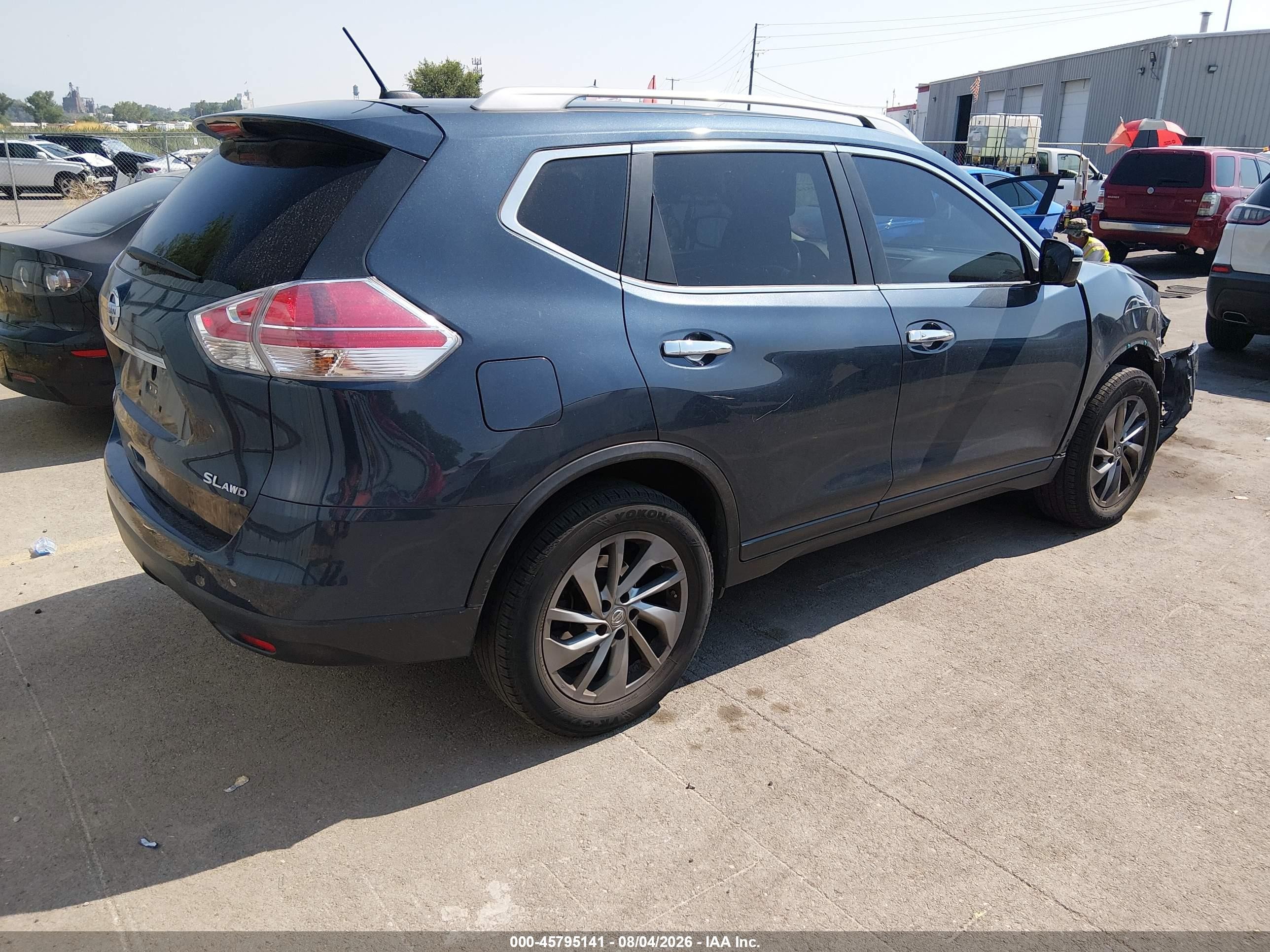 2015 Nissan Rogue Sl Blue vin: 5N1AT2MV2FC849885