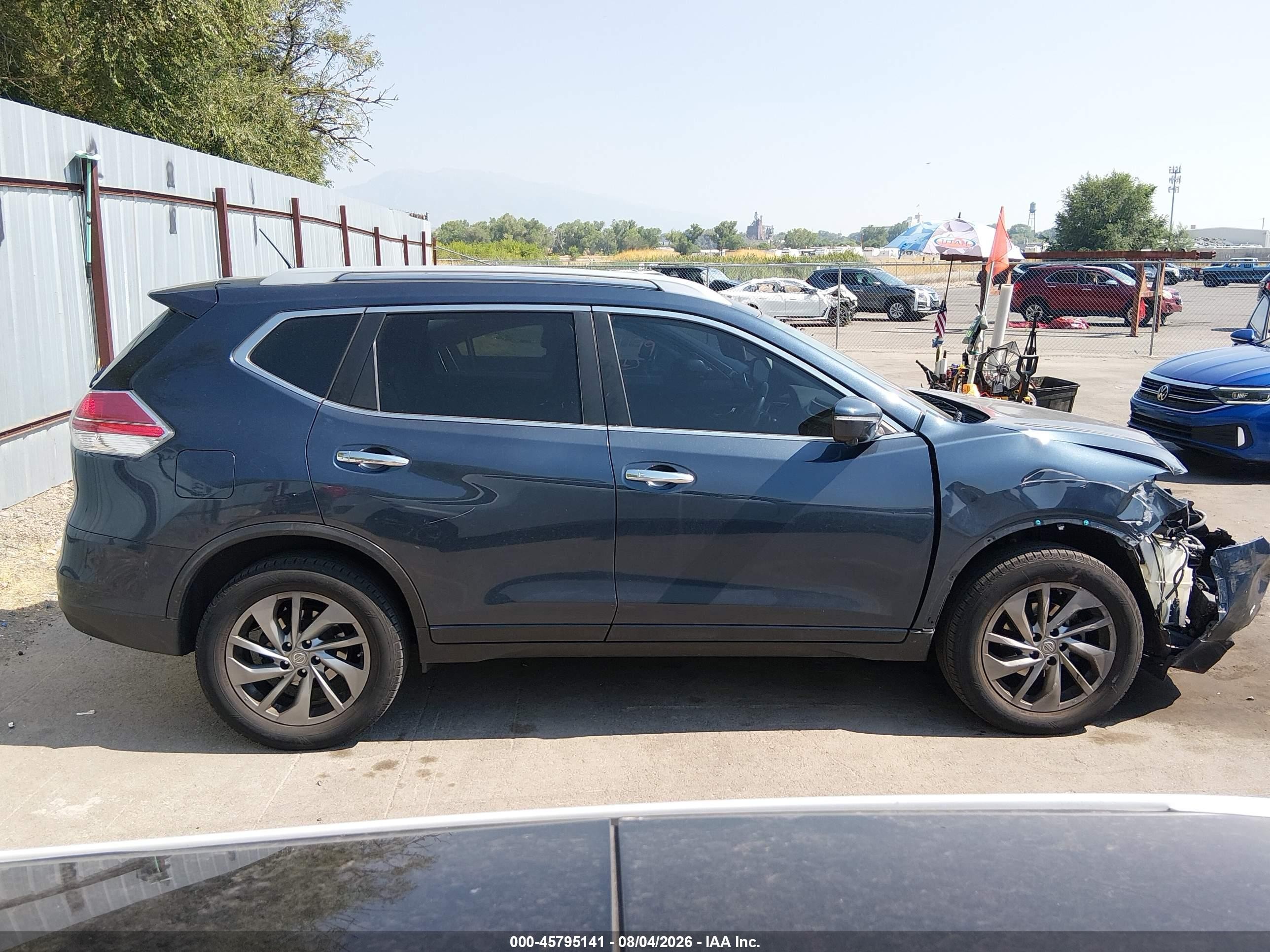 2015 Nissan Rogue Sl Blue vin: 5N1AT2MV2FC849885