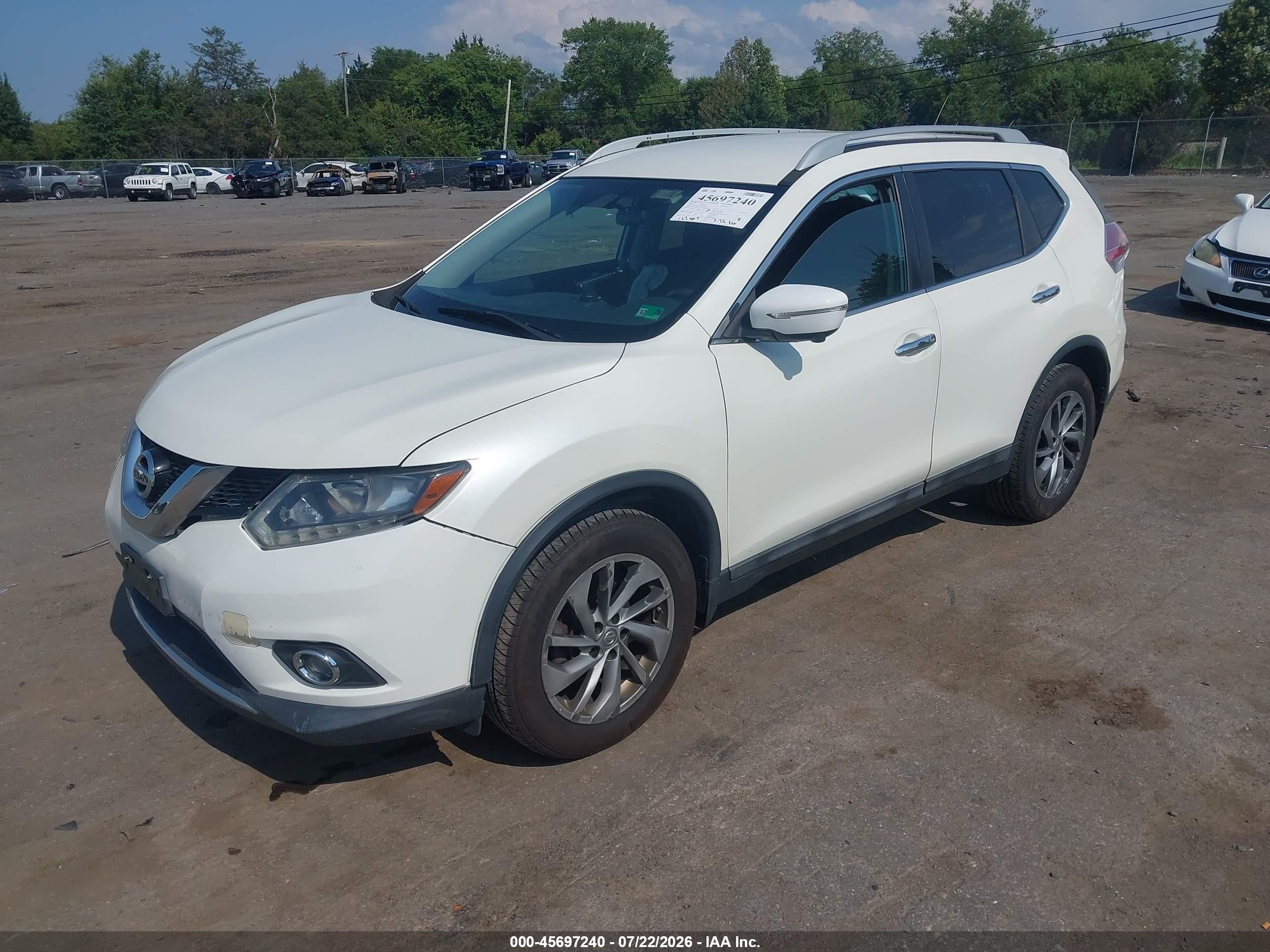 2015 Nissan Rogue Sl Белый vin: 5N1AT2MV2FC858280