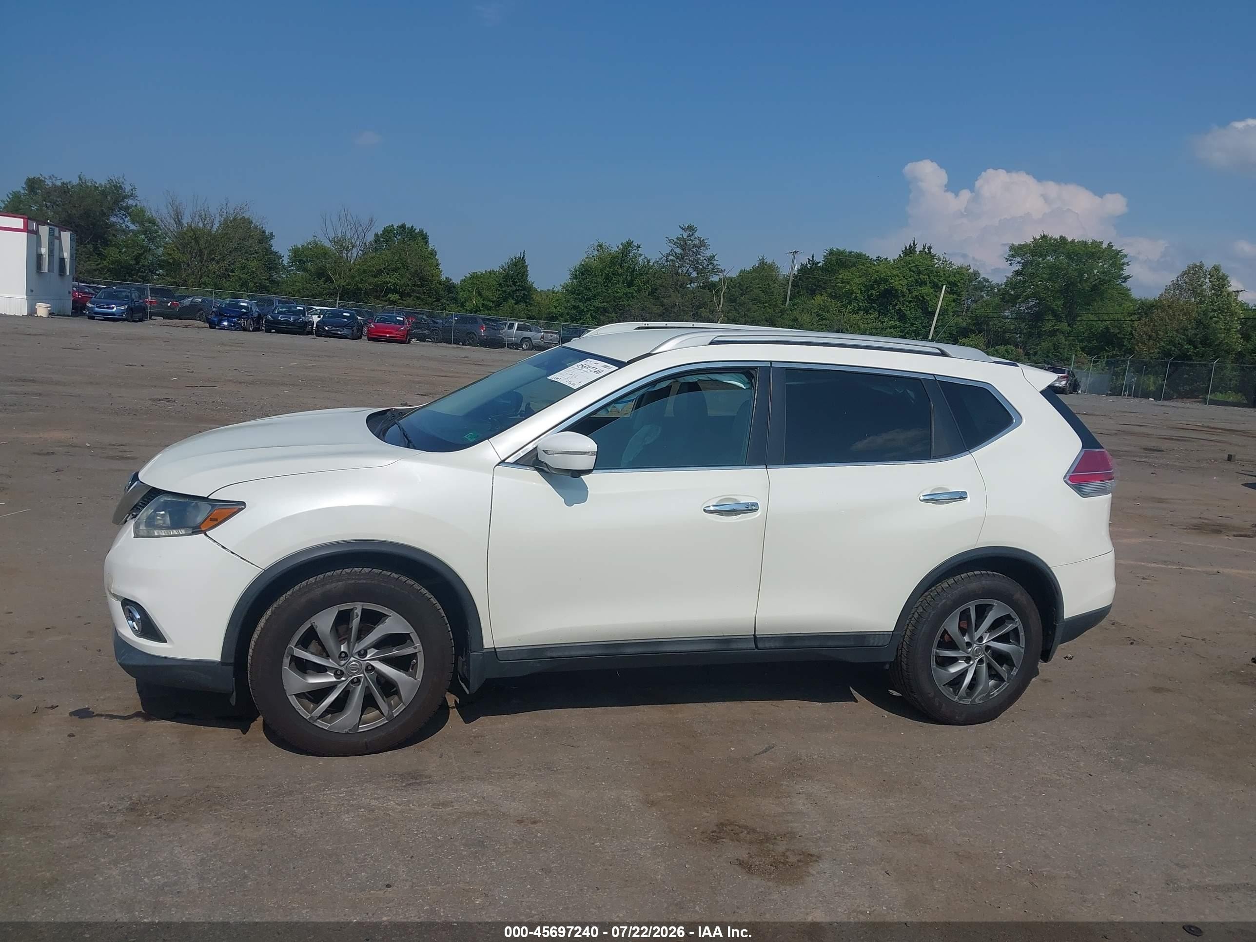 2015 Nissan Rogue Sl Белый vin: 5N1AT2MV2FC858280