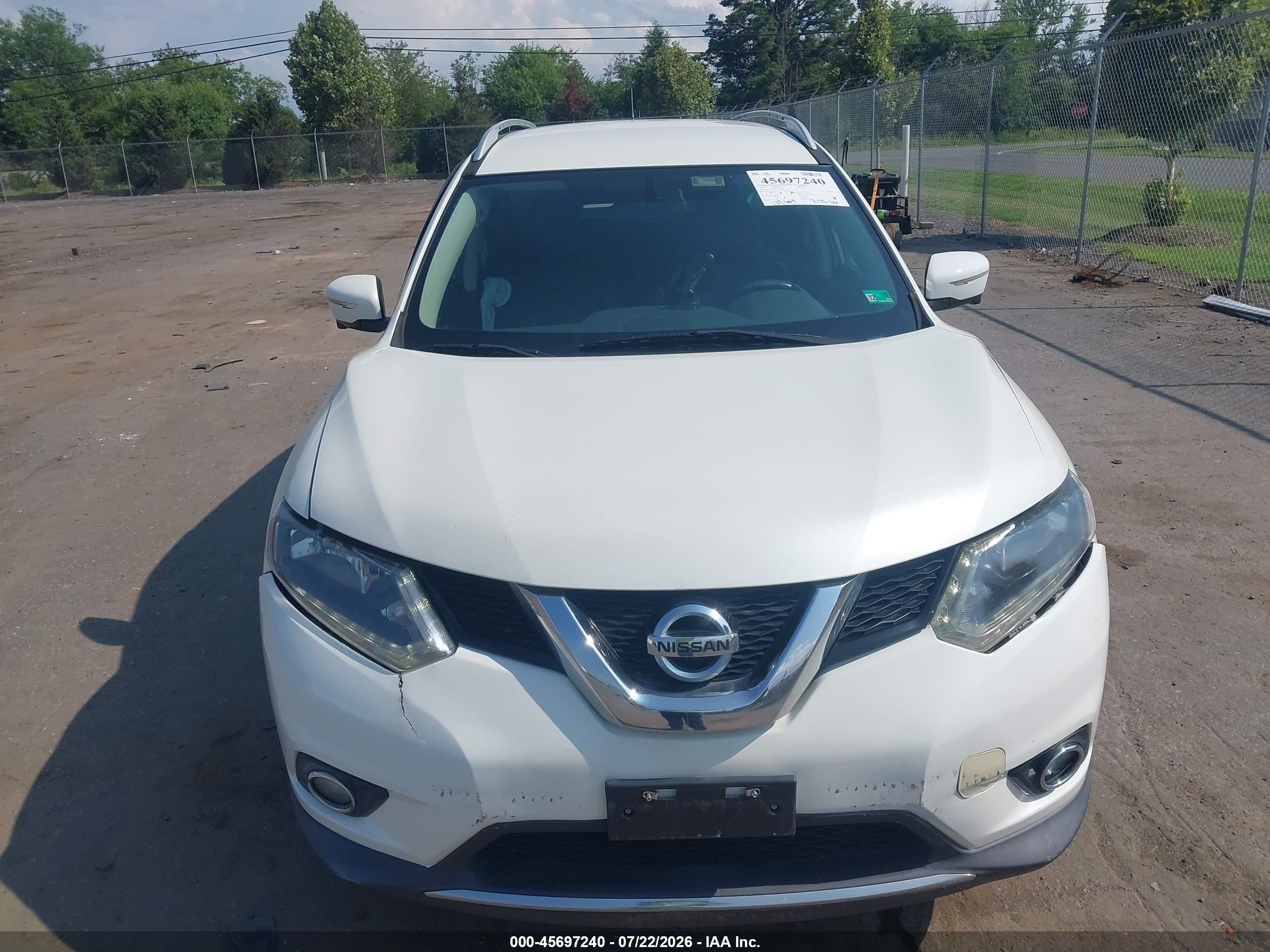 2015 Nissan Rogue Sl Белый vin: 5N1AT2MV2FC858280