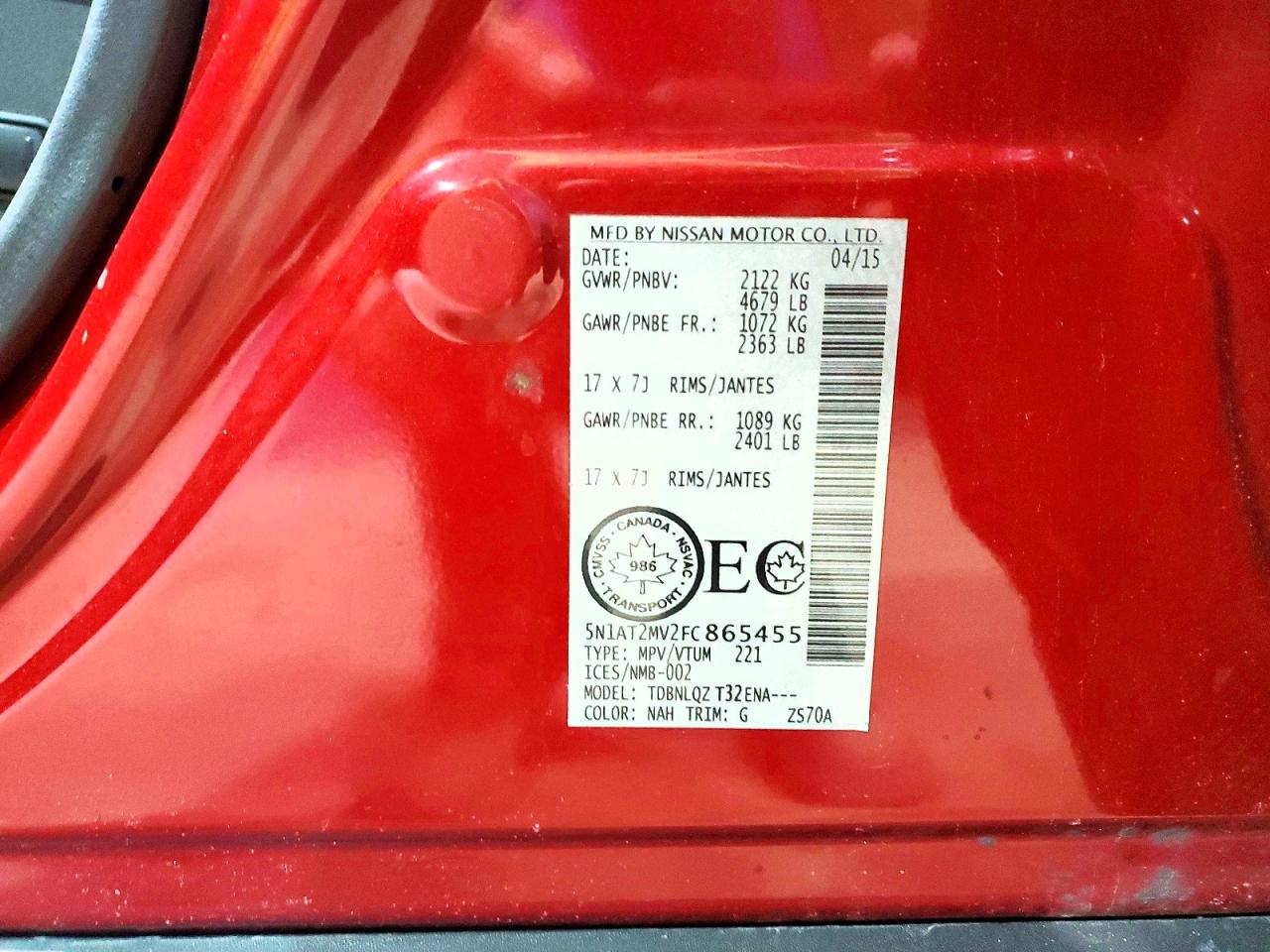 2015 Nissan Rogue S Red vin: 5N1AT2MV2FC865455