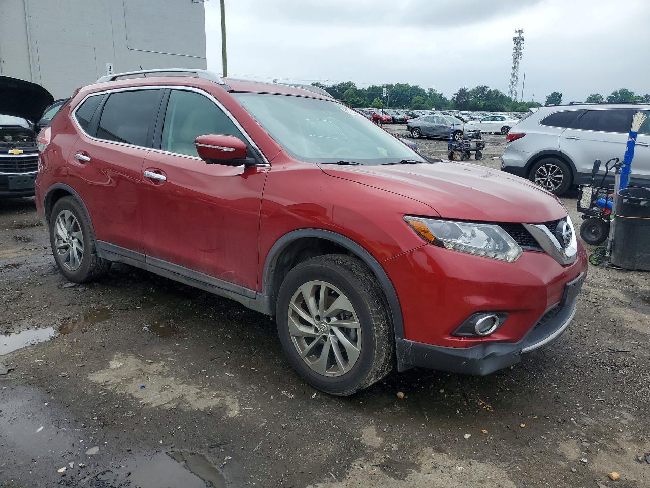 2015 Nissan Rogue Sl Red vin: 5N1AT2MV2FC877850