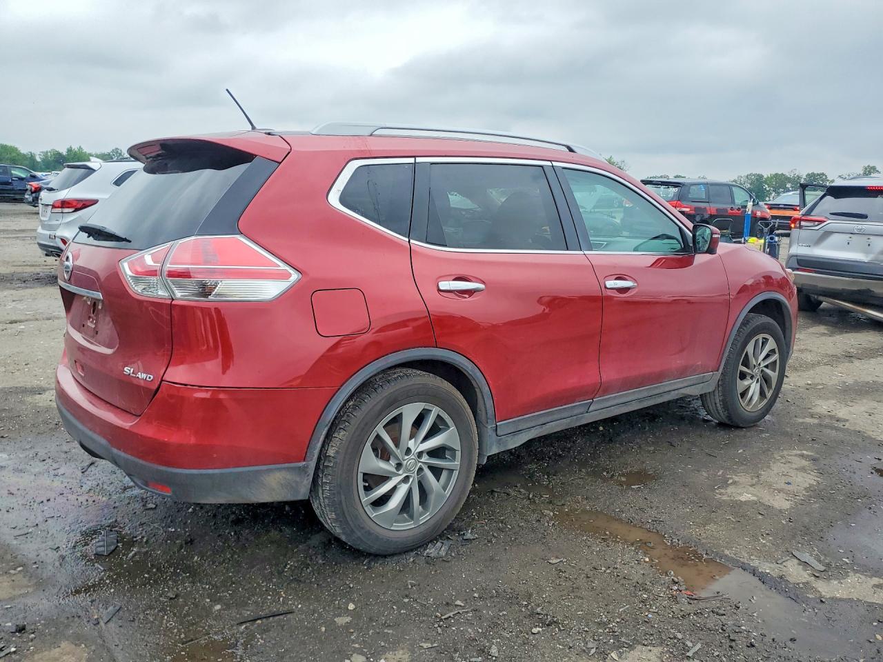 2015 Nissan Rogue Sl Red vin: 5N1AT2MV2FC877850