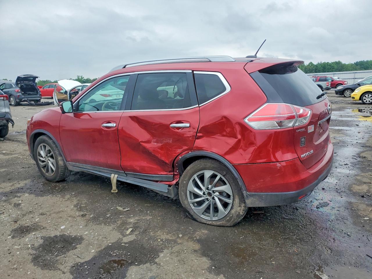 2015 Nissan Rogue Sl Red vin: 5N1AT2MV2FC877850