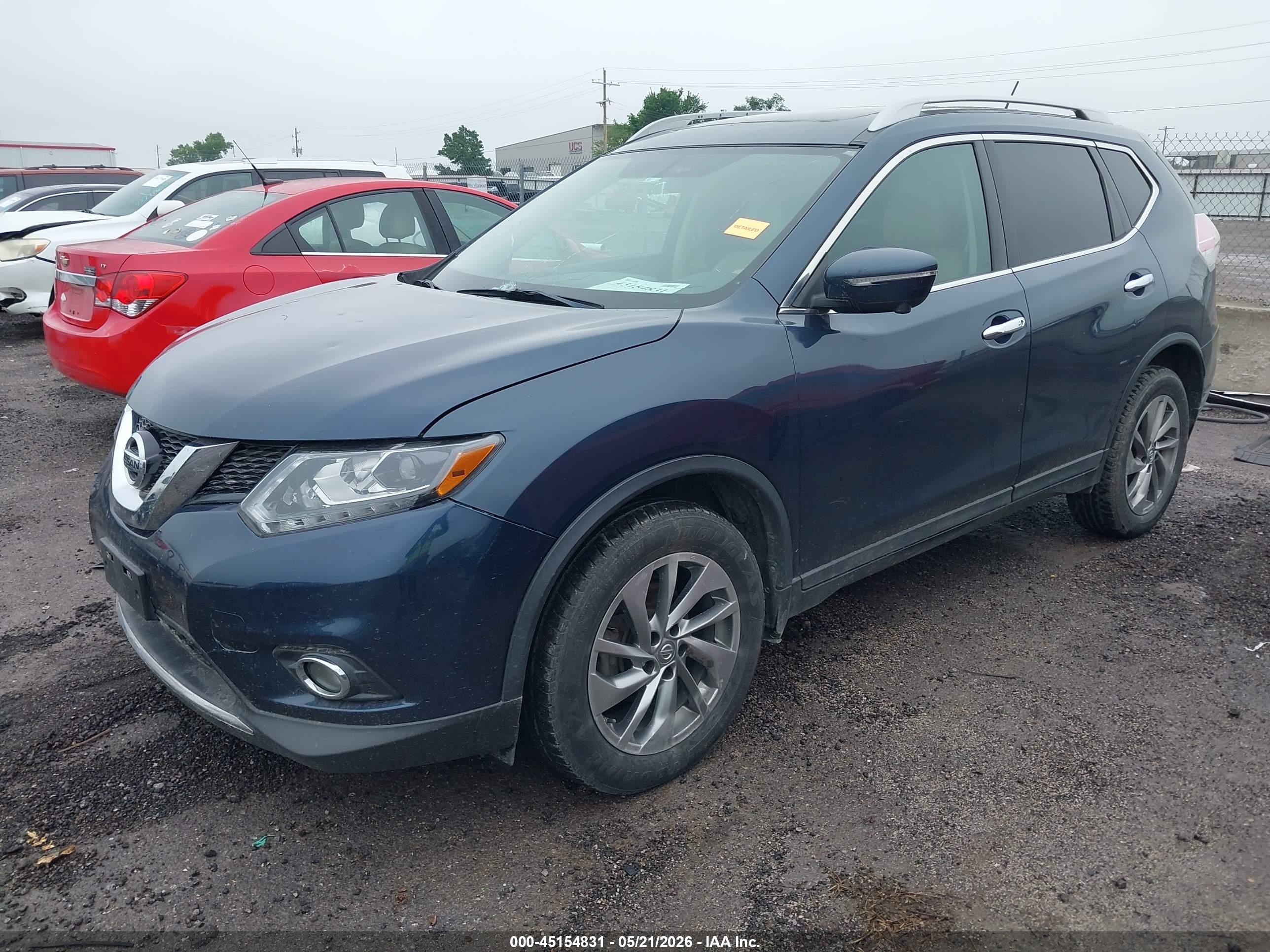 2015 Nissan Rogue Sl Blue vin: 5N1AT2MV2FC898892
