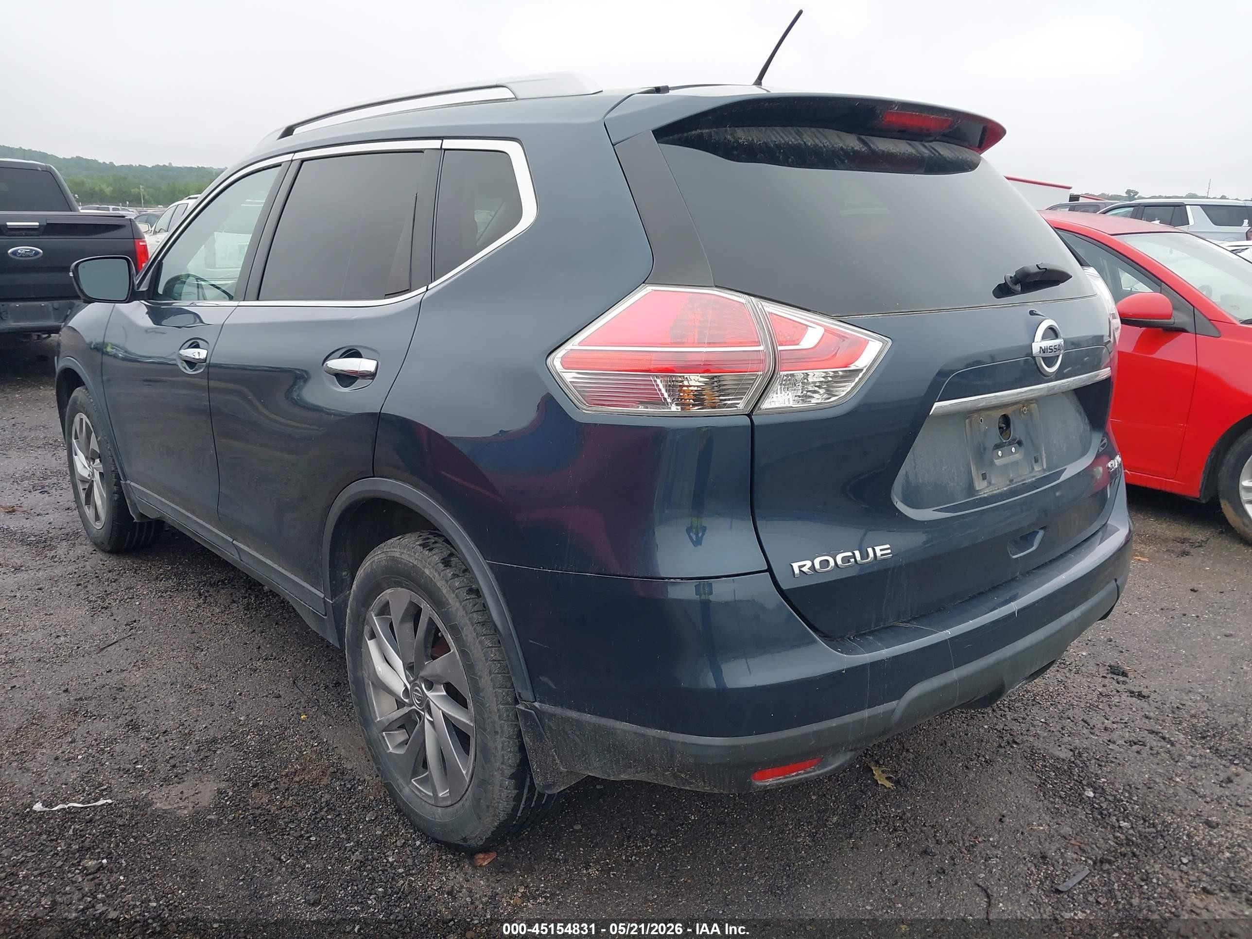2015 Nissan Rogue Sl Blue vin: 5N1AT2MV2FC898892