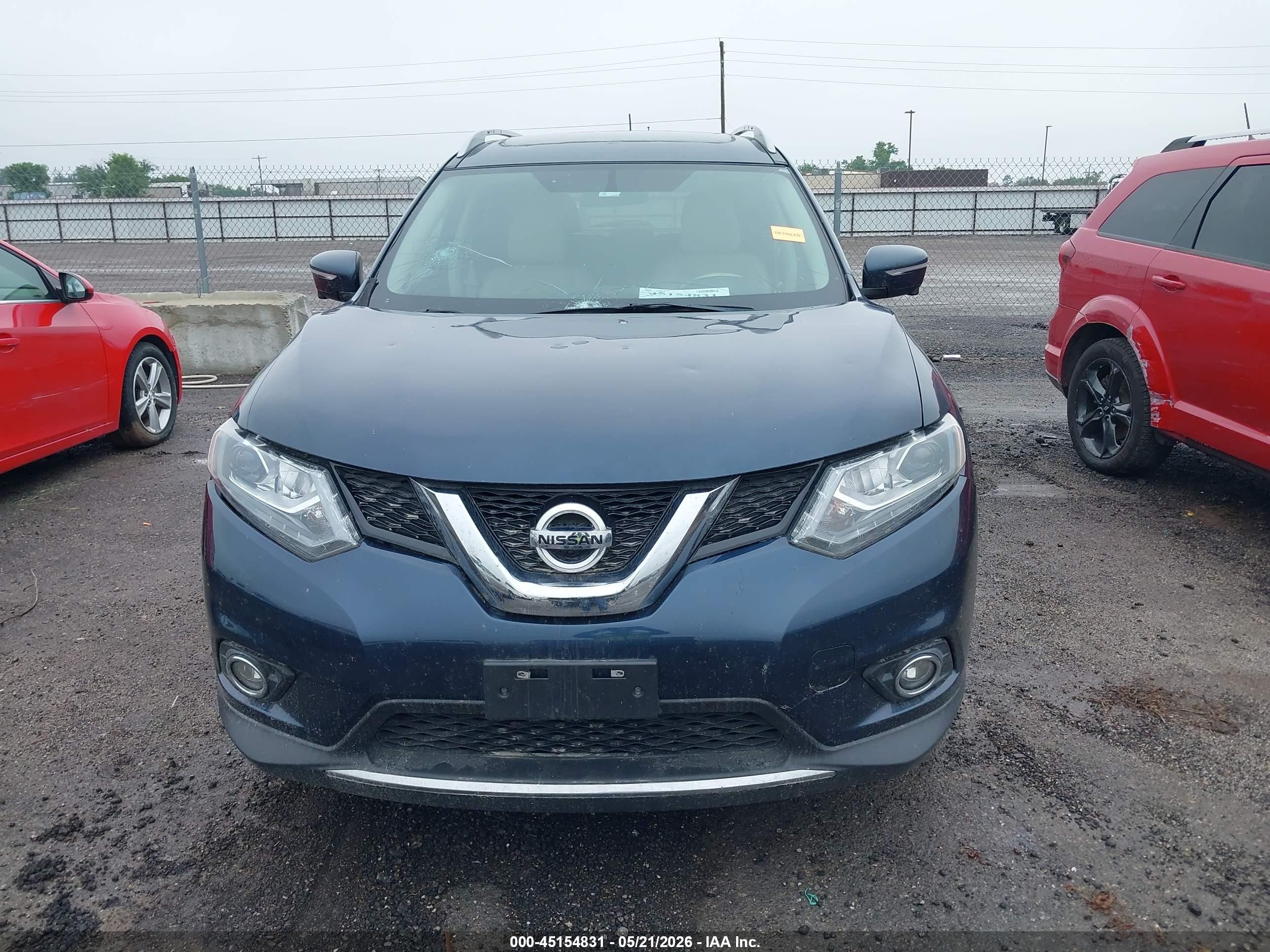 2015 Nissan Rogue Sl Blue vin: 5N1AT2MV2FC898892