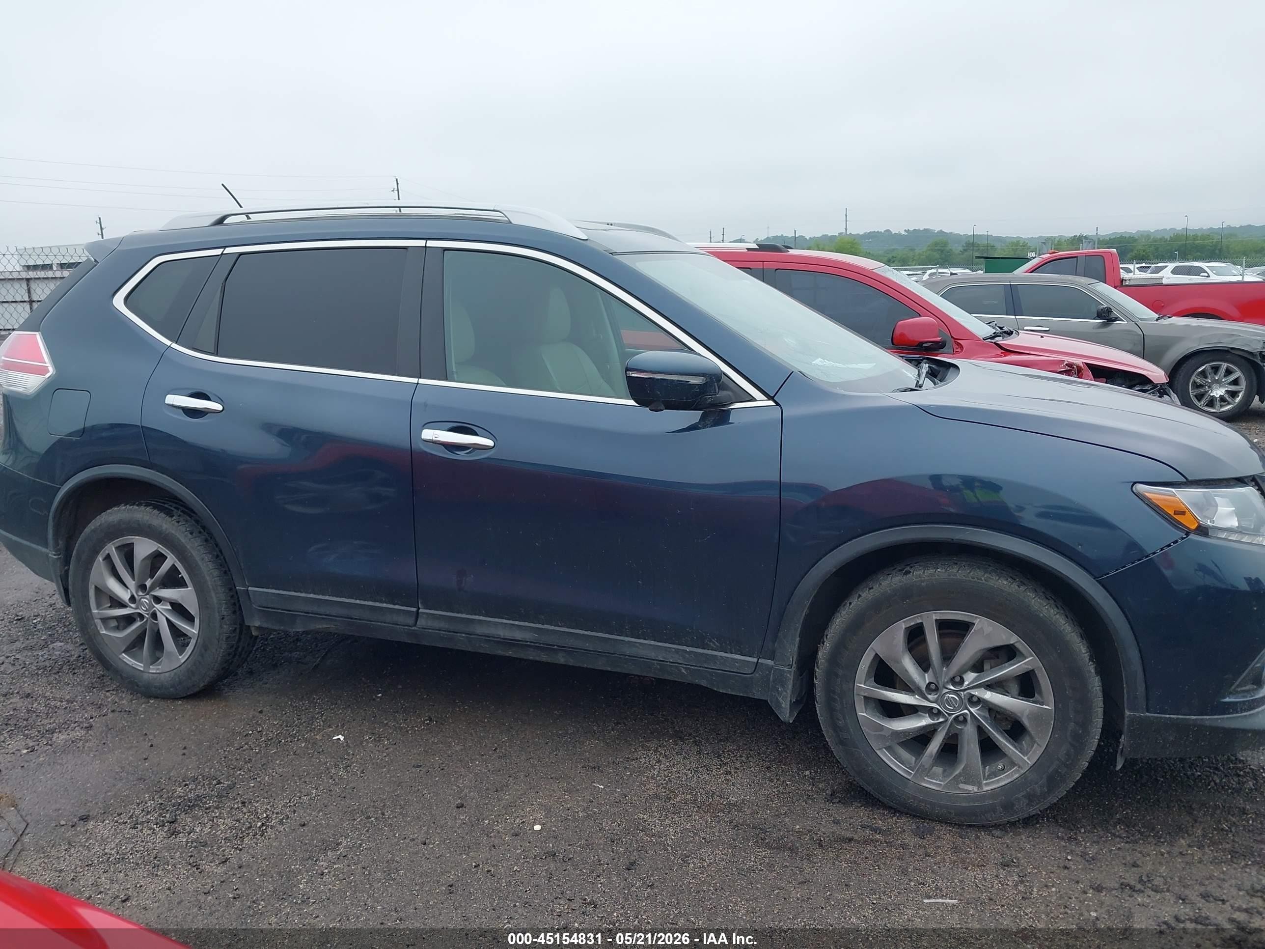 2015 Nissan Rogue Sl Blue vin: 5N1AT2MV2FC898892