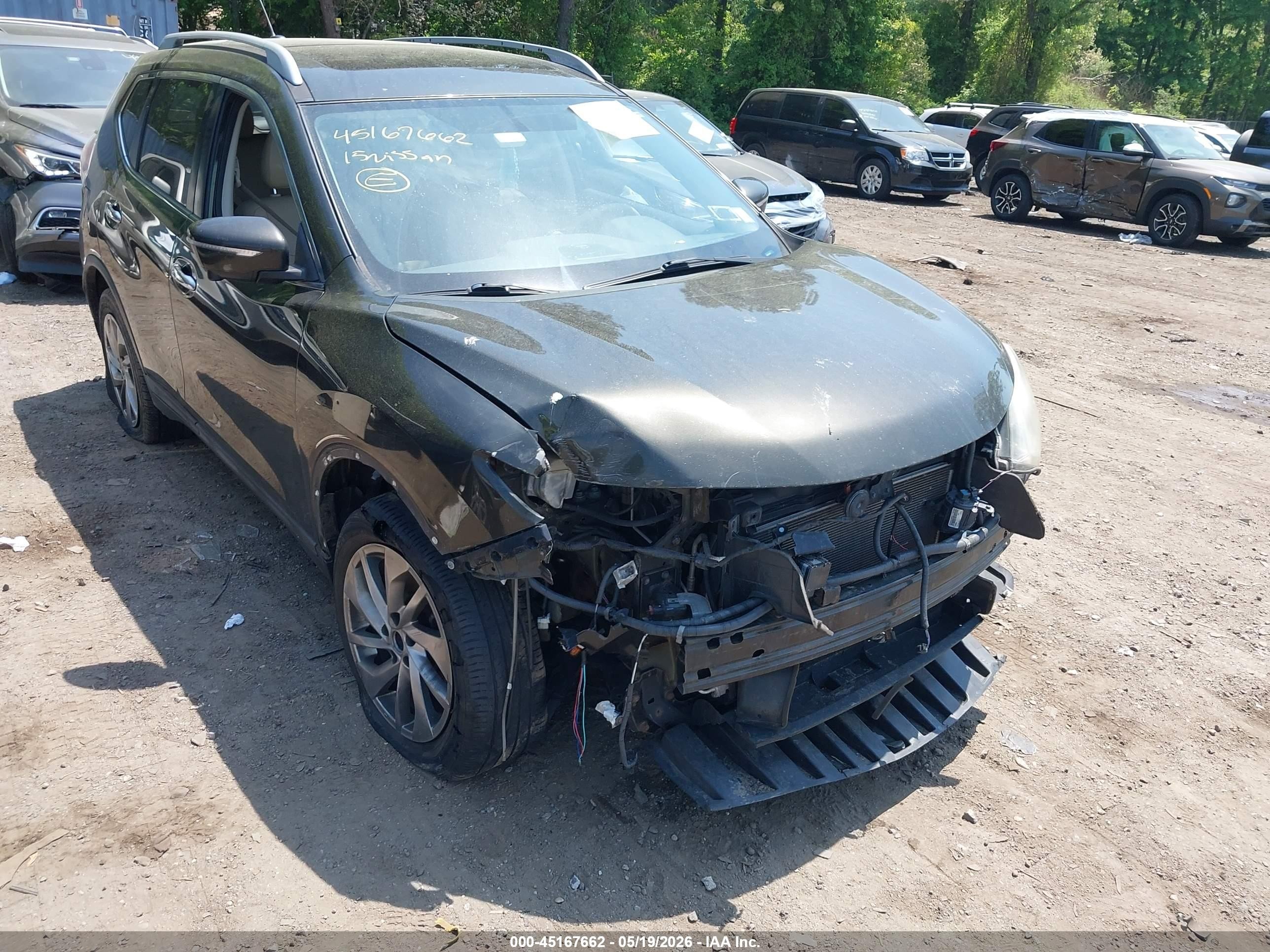 2015 Nissan Rogue Sl Green vin: 5N1AT2MV2FC904657