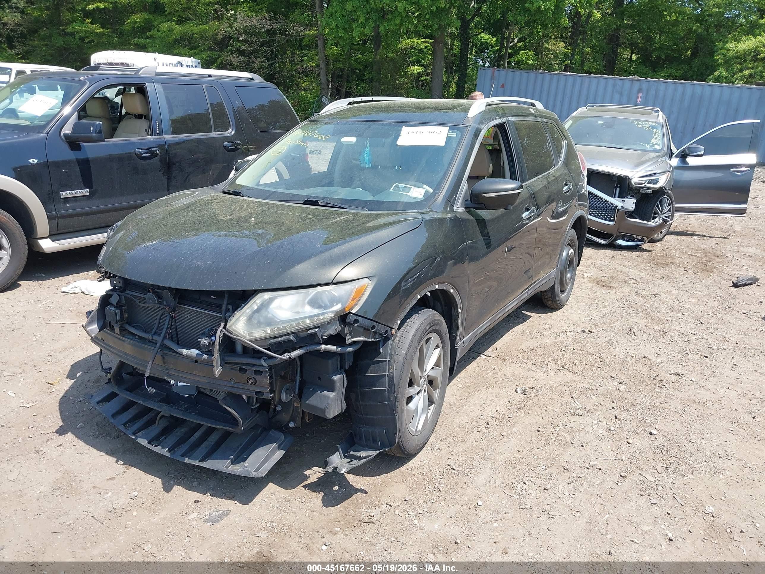 2015 Nissan Rogue Sl Green vin: 5N1AT2MV2FC904657