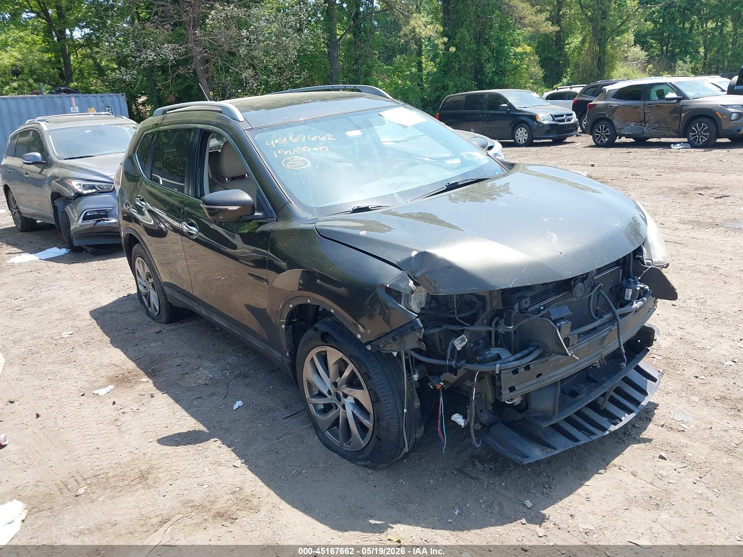 2015 Nissan Rogue Sl Green vin: 5N1AT2MV2FC904657