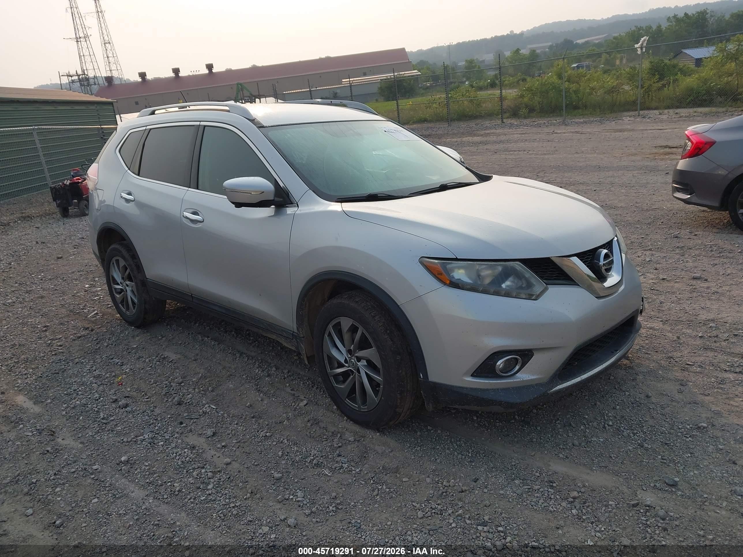 2015 Nissan Rogue Sl Silver vin: 5N1AT2MV2FC906456