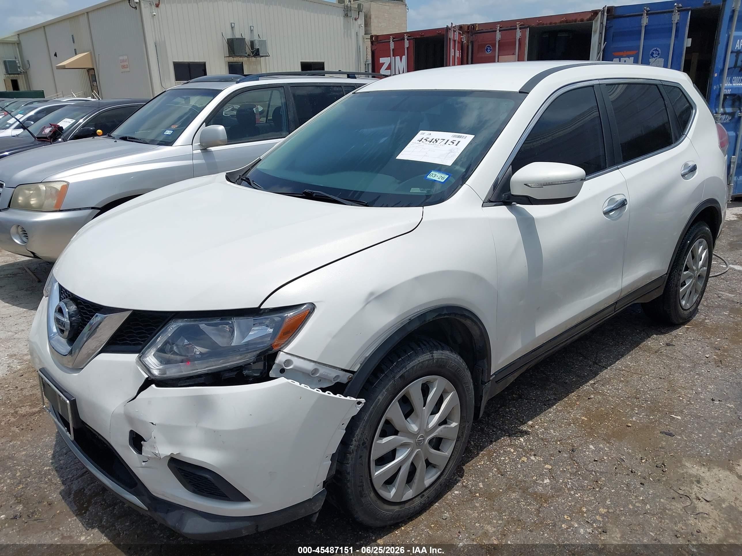 2014 Nissan Rogue S White vin: 5N1AT2MV3EC755741