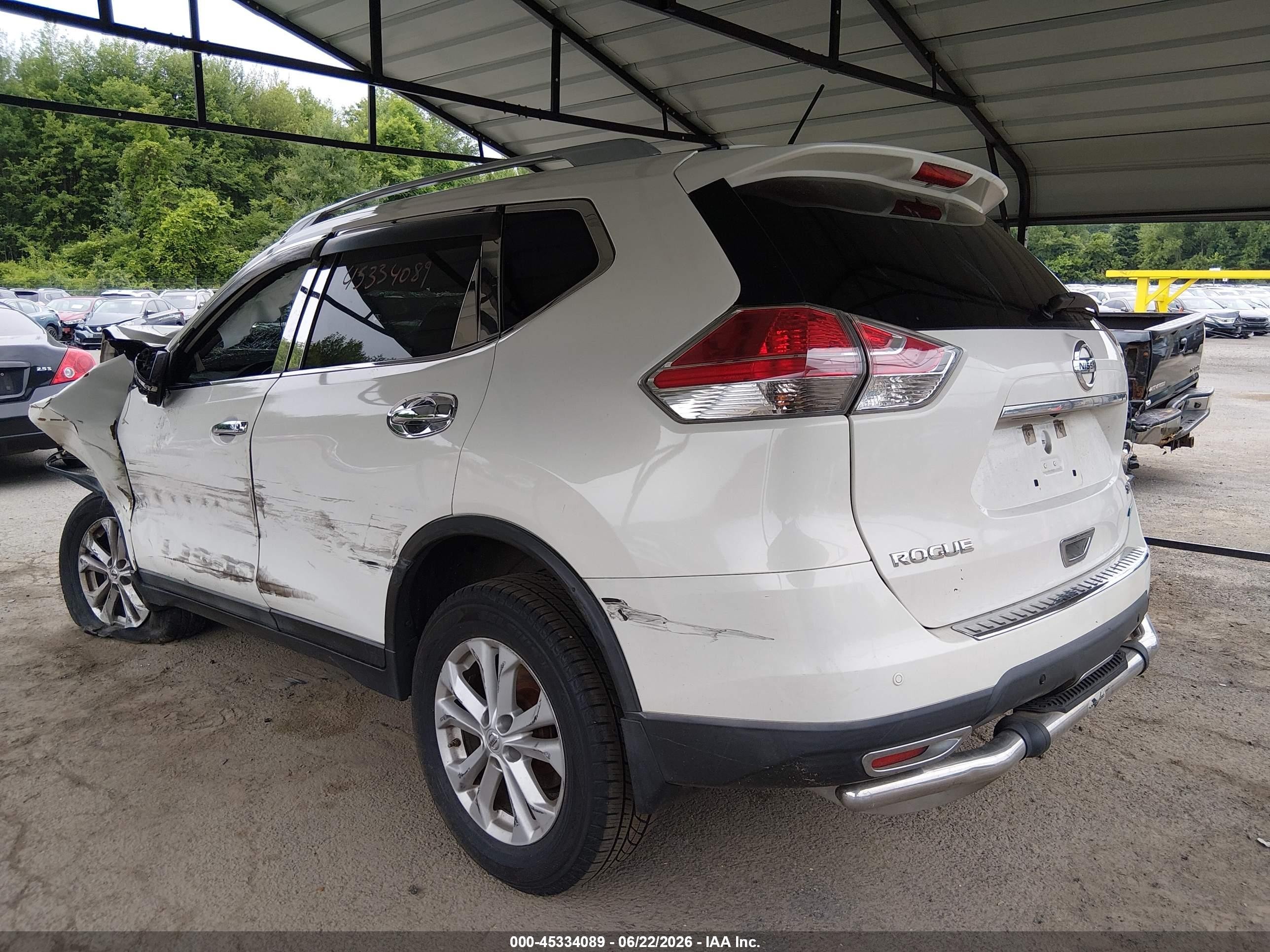2014 Nissan Rogue Sv White vin: 5N1AT2MV3EC829062