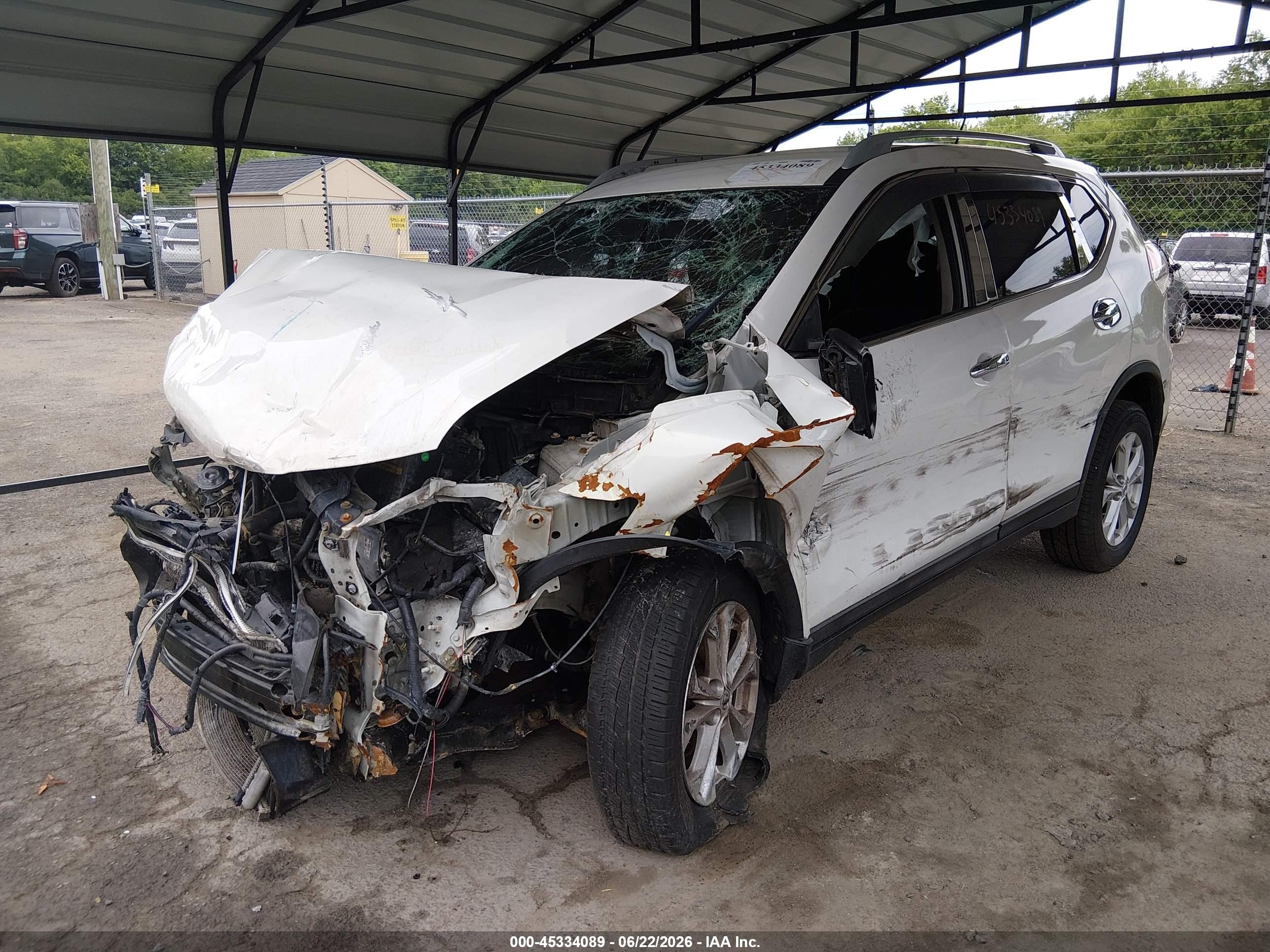 2014 Nissan Rogue Sv White vin: 5N1AT2MV3EC829062