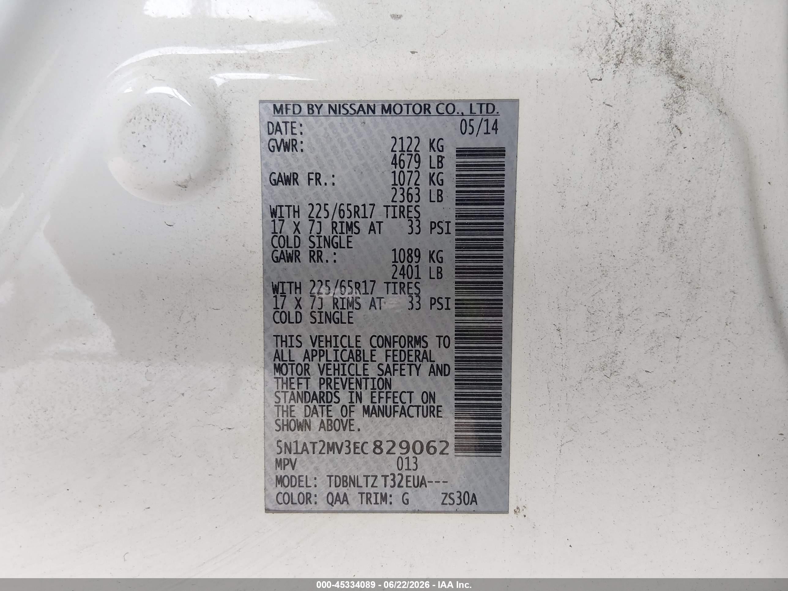 2014 Nissan Rogue Sv White vin: 5N1AT2MV3EC829062