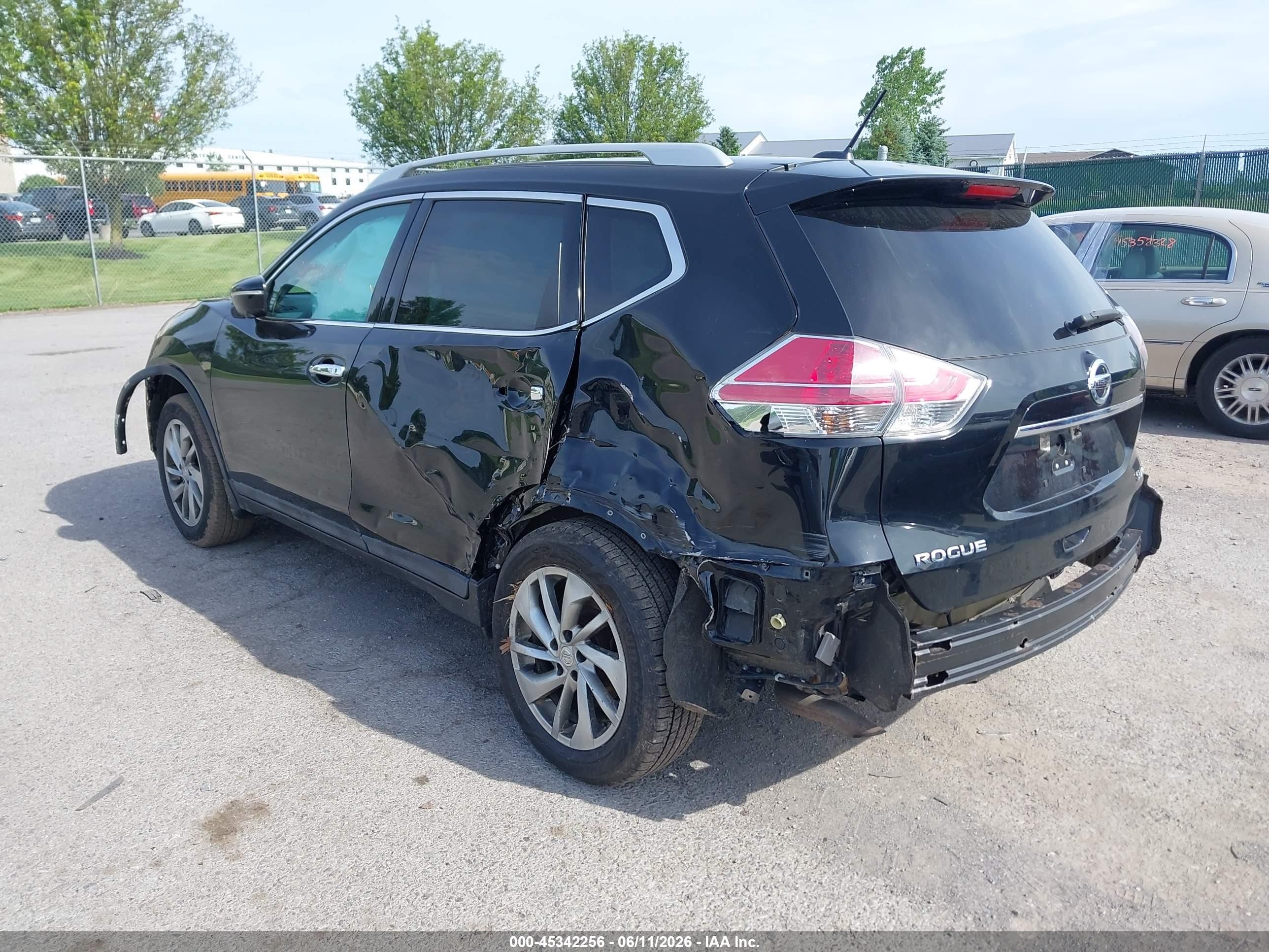 2015 Nissan Rogue Sl Black vin: 5N1AT2MV3FC801067