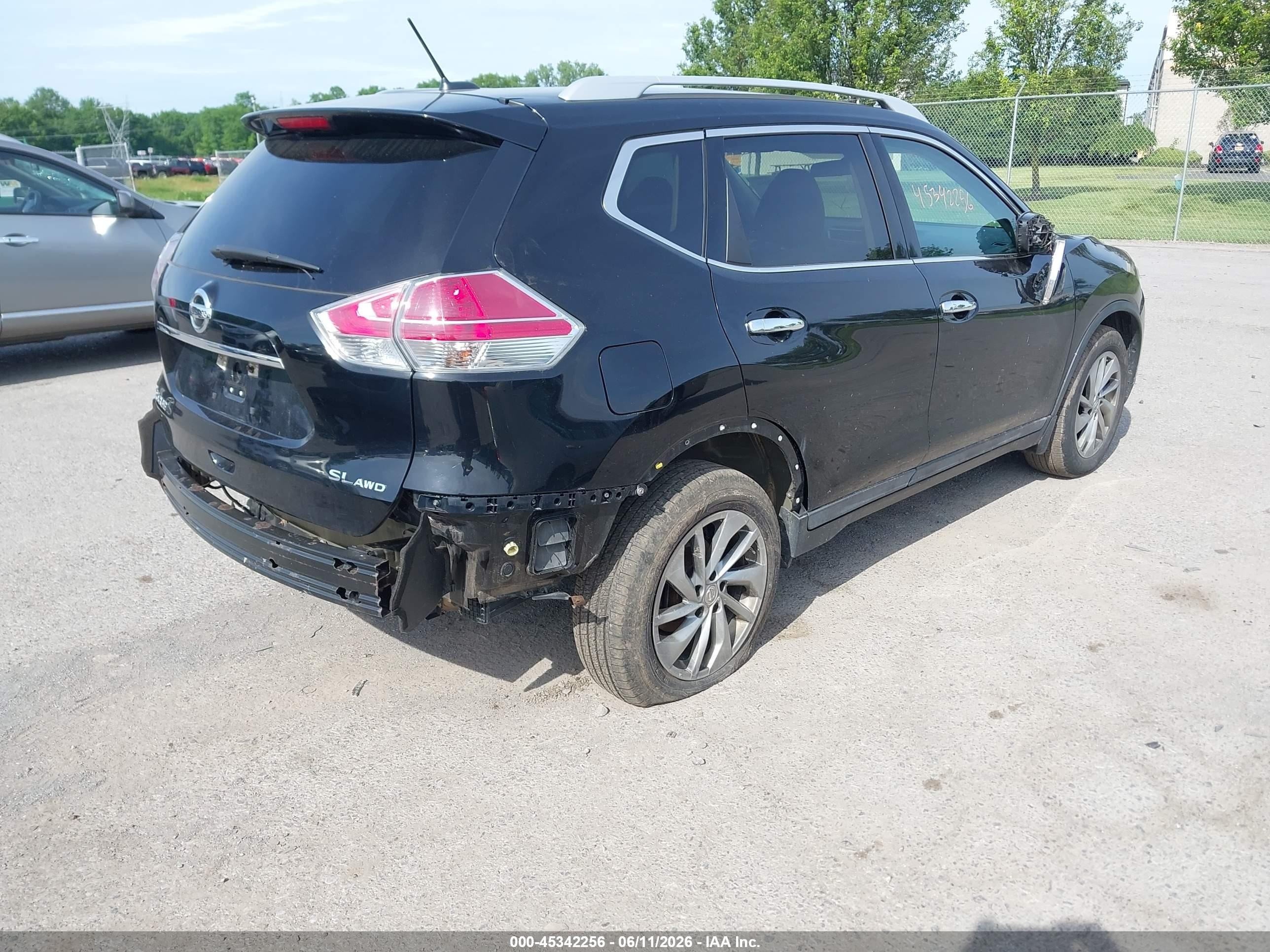 2015 Nissan Rogue Sl Black vin: 5N1AT2MV3FC801067