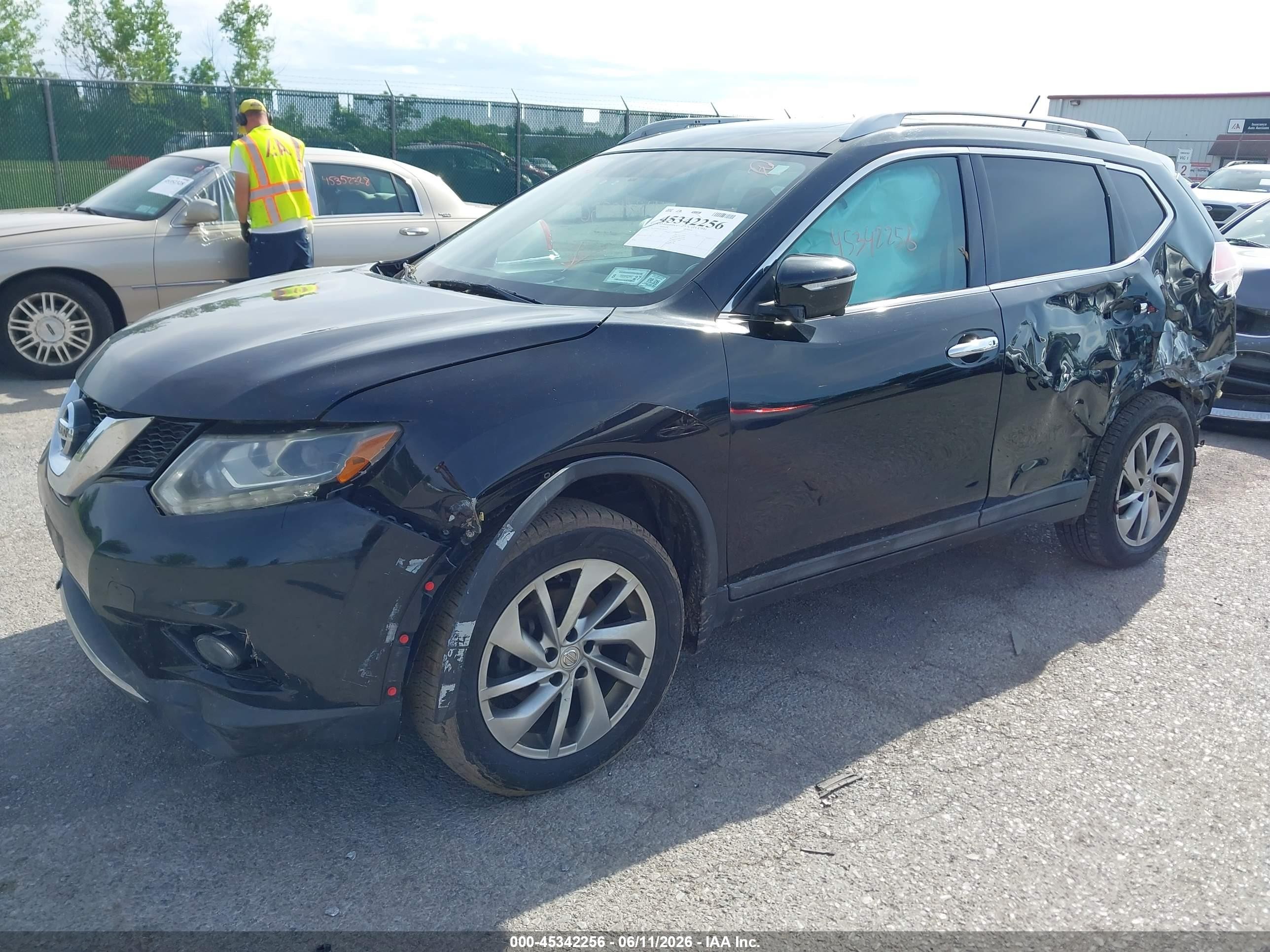 2015 Nissan Rogue Sl Black vin: 5N1AT2MV3FC801067