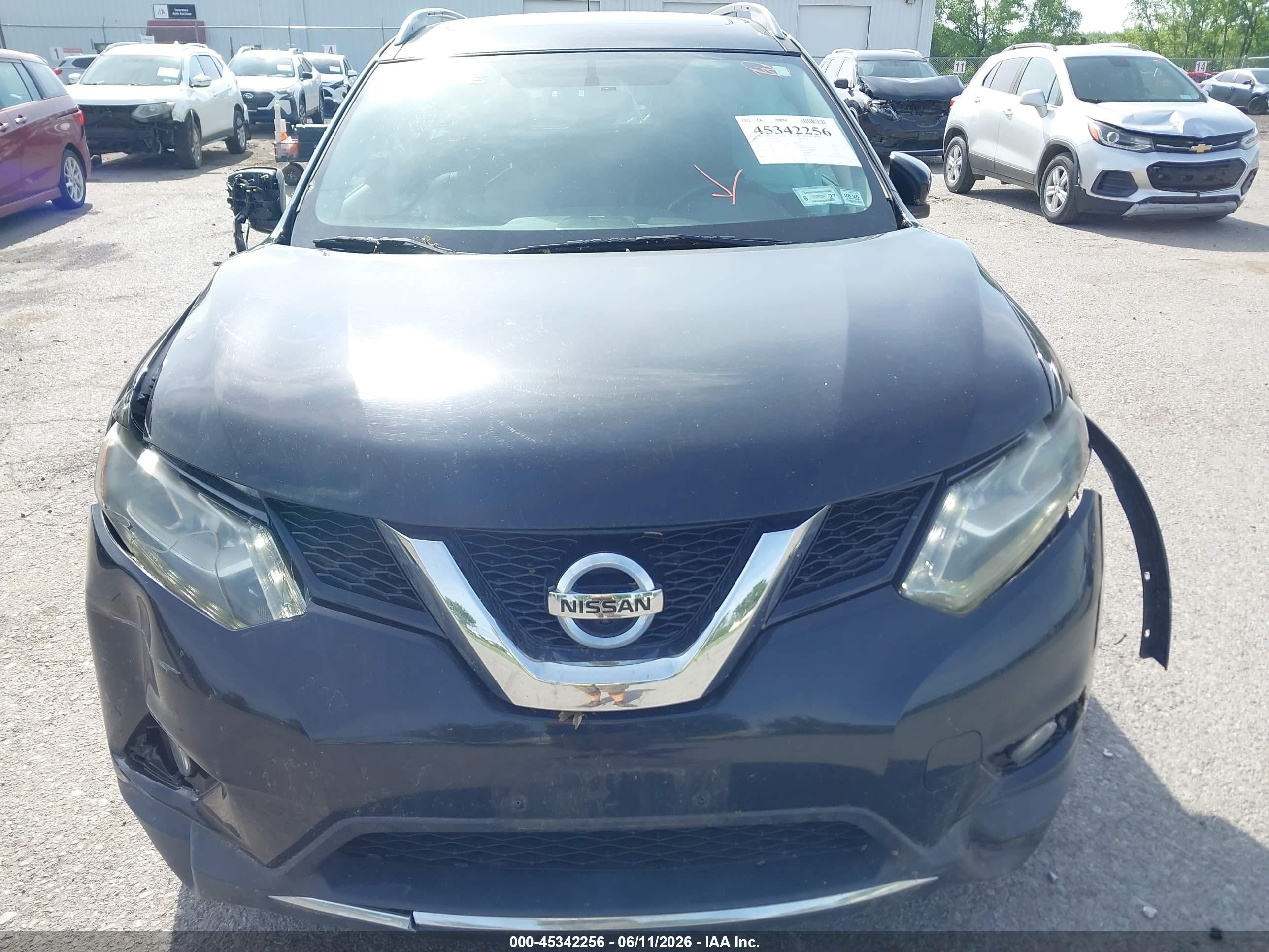 2015 Nissan Rogue Sl Black vin: 5N1AT2MV3FC801067