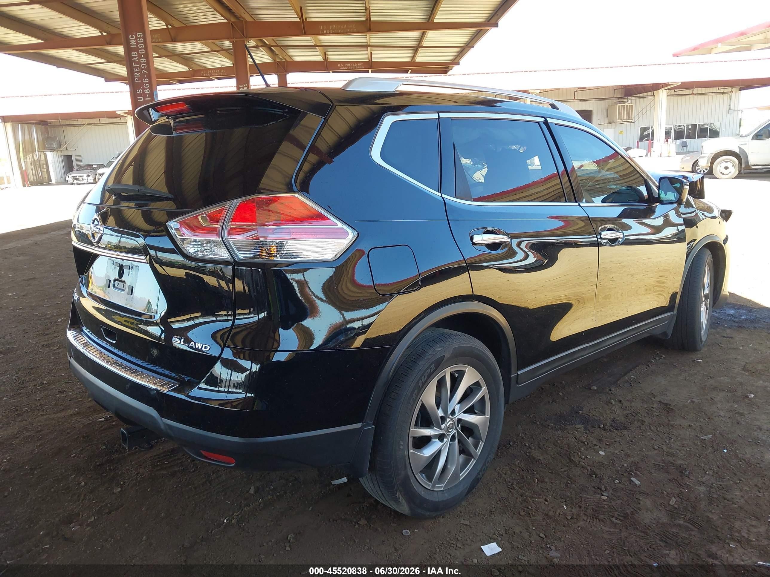 2015 Nissan Rogue Sl Black vin: 5N1AT2MV3FC813204