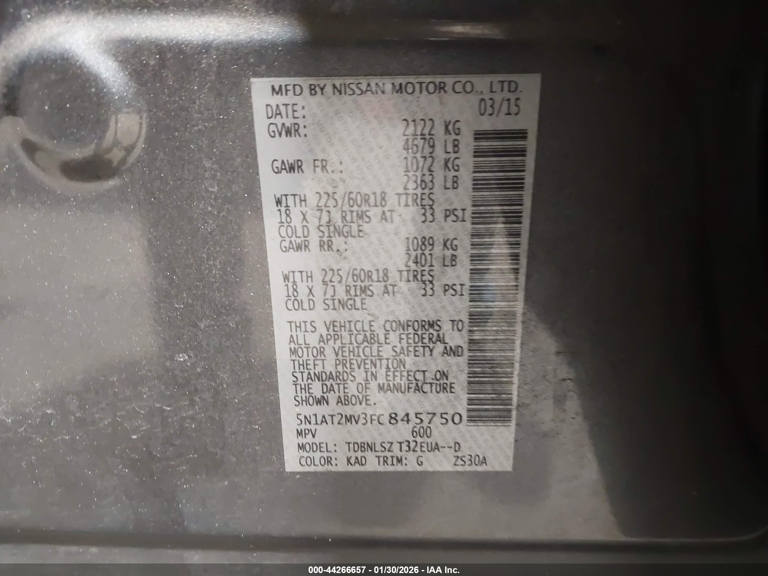 2015 Nissan Rogue Sl Gray vin: 5N1AT2MV3FC845750