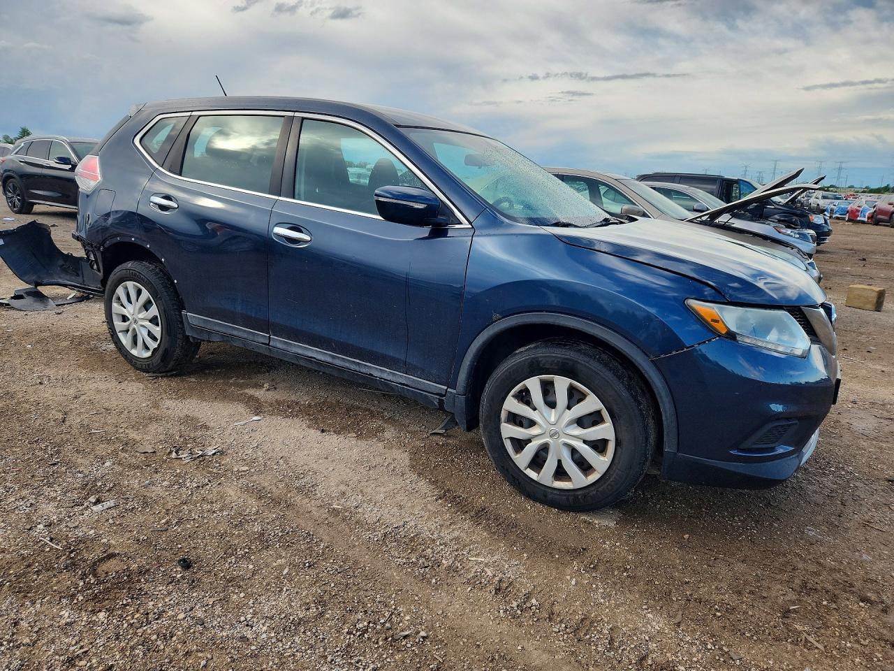 2015 Nissan Rogue S Blue vin: 5N1AT2MV3FC849670