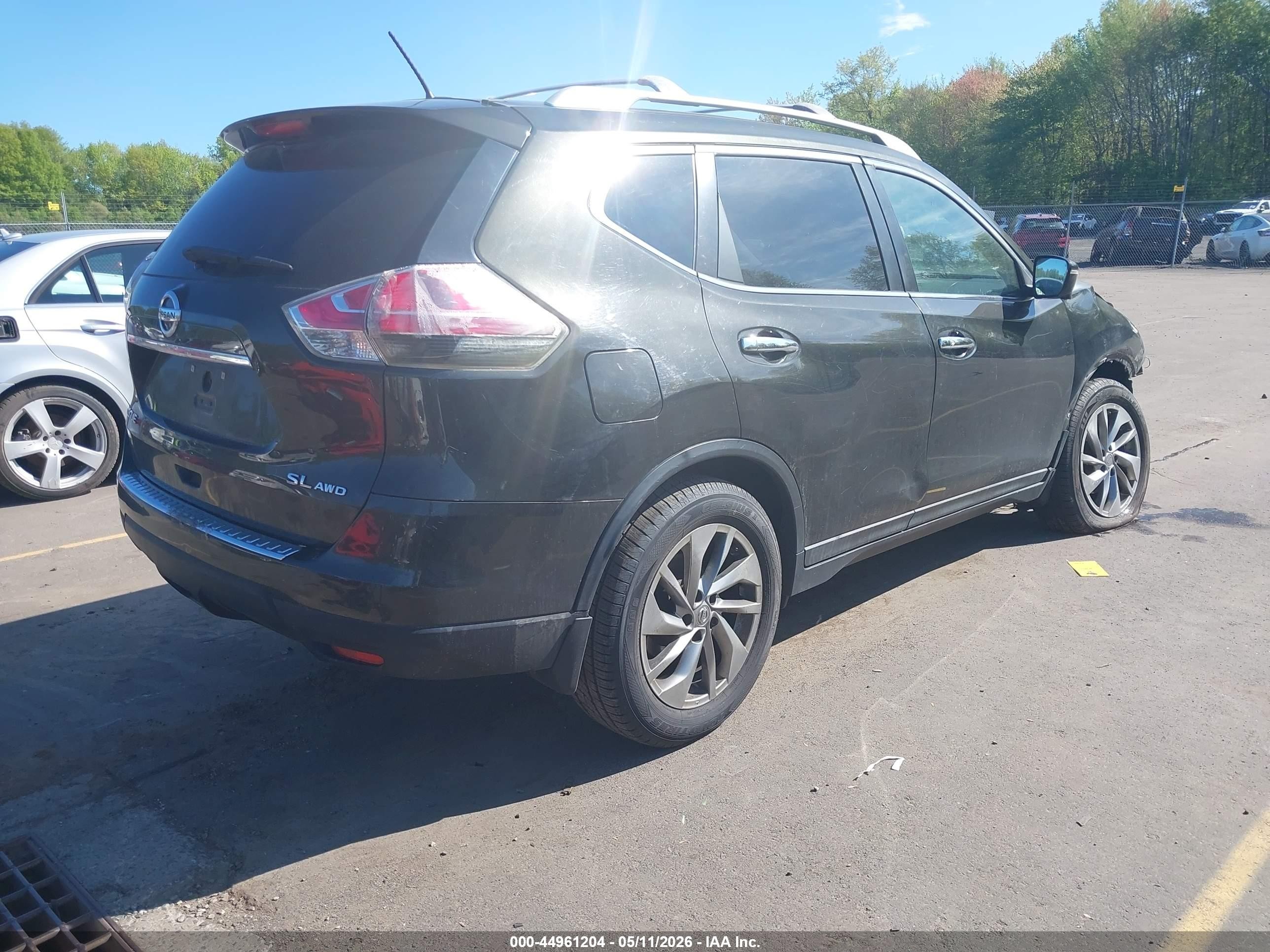 2015 Nissan Rogue Sl Black vin: 5N1AT2MV3FC889991