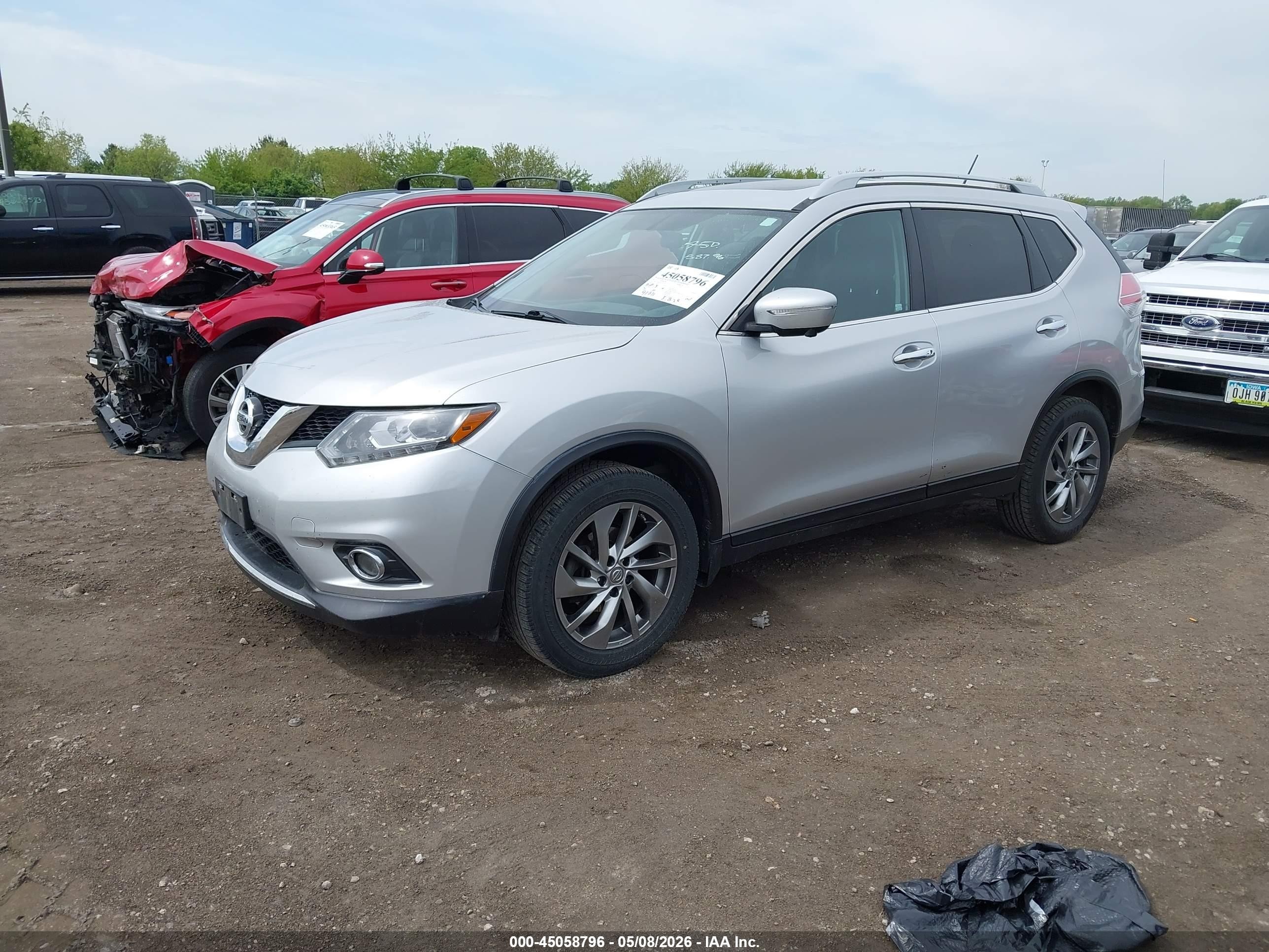 2015 Nissan Rogue Sl Silver vin: 5N1AT2MV3FC912718